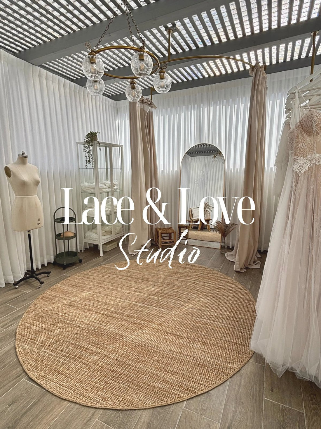 Lace & Love bridal studio interior, where every made-to-measure boho wedding dress is hand sewn