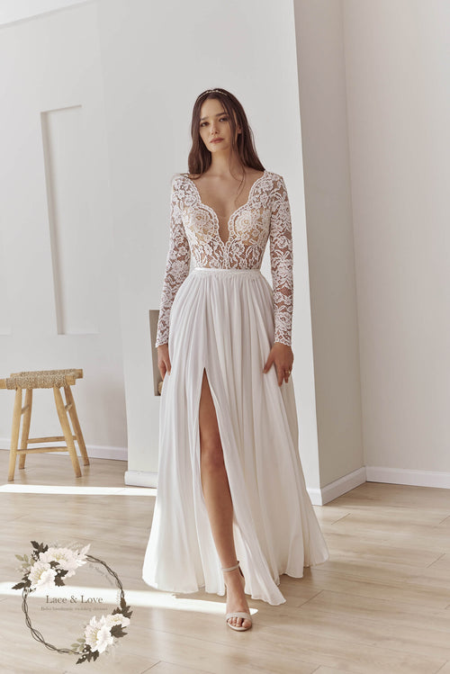Anya Gown, Boho Long Sleeve Vintage Lace Wedding Dress, Made to Measure | Lace & Love by Shany Sasson