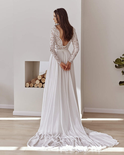 Anya Gown, Open Back French Lace Wedding Dress, Made to Measure in Israel, Lace & Love by Shany Sasson