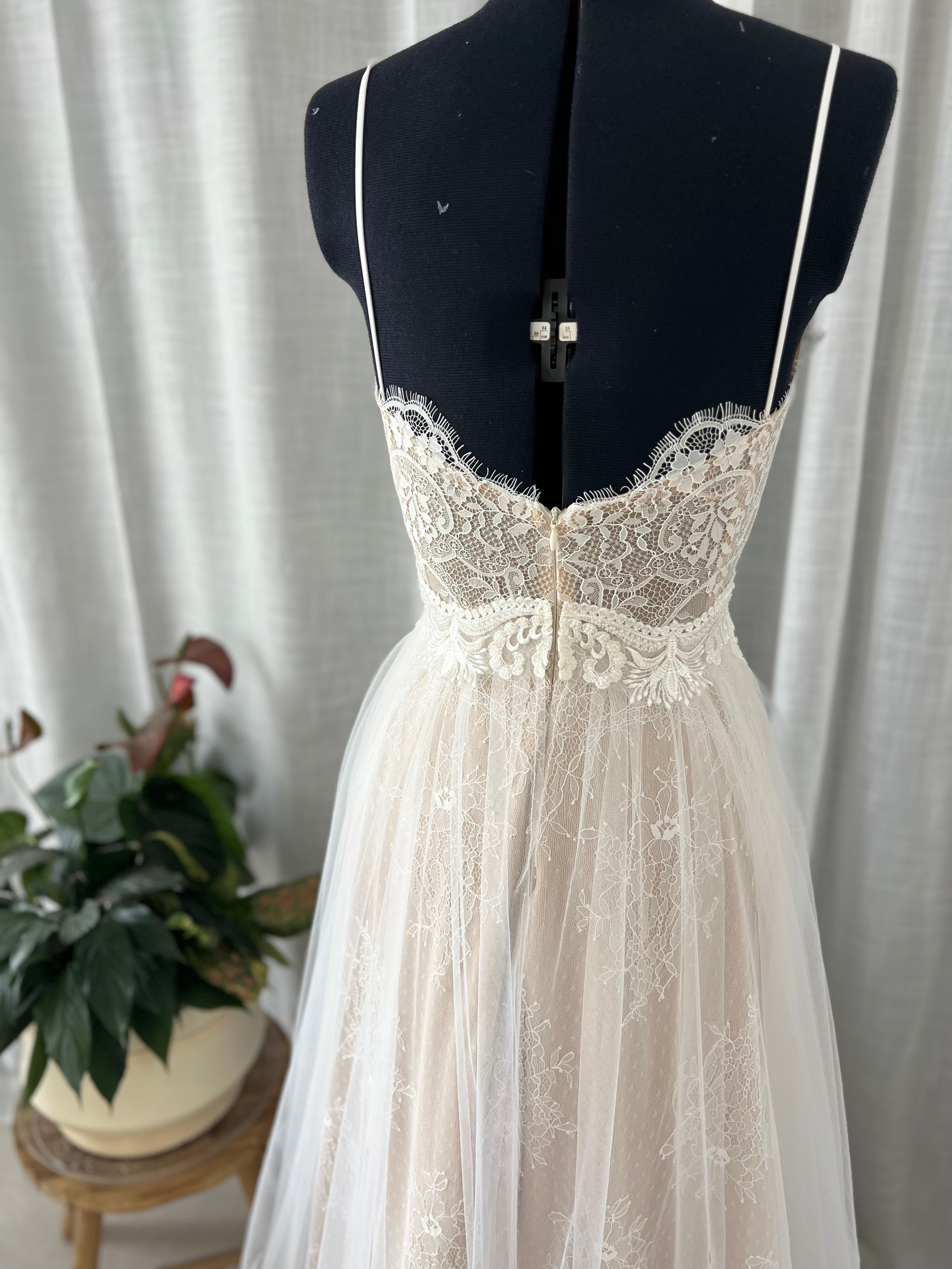 Aurora Gown, sweetheart lace and tulle boho wedding dress by Lace & Love - view 3
