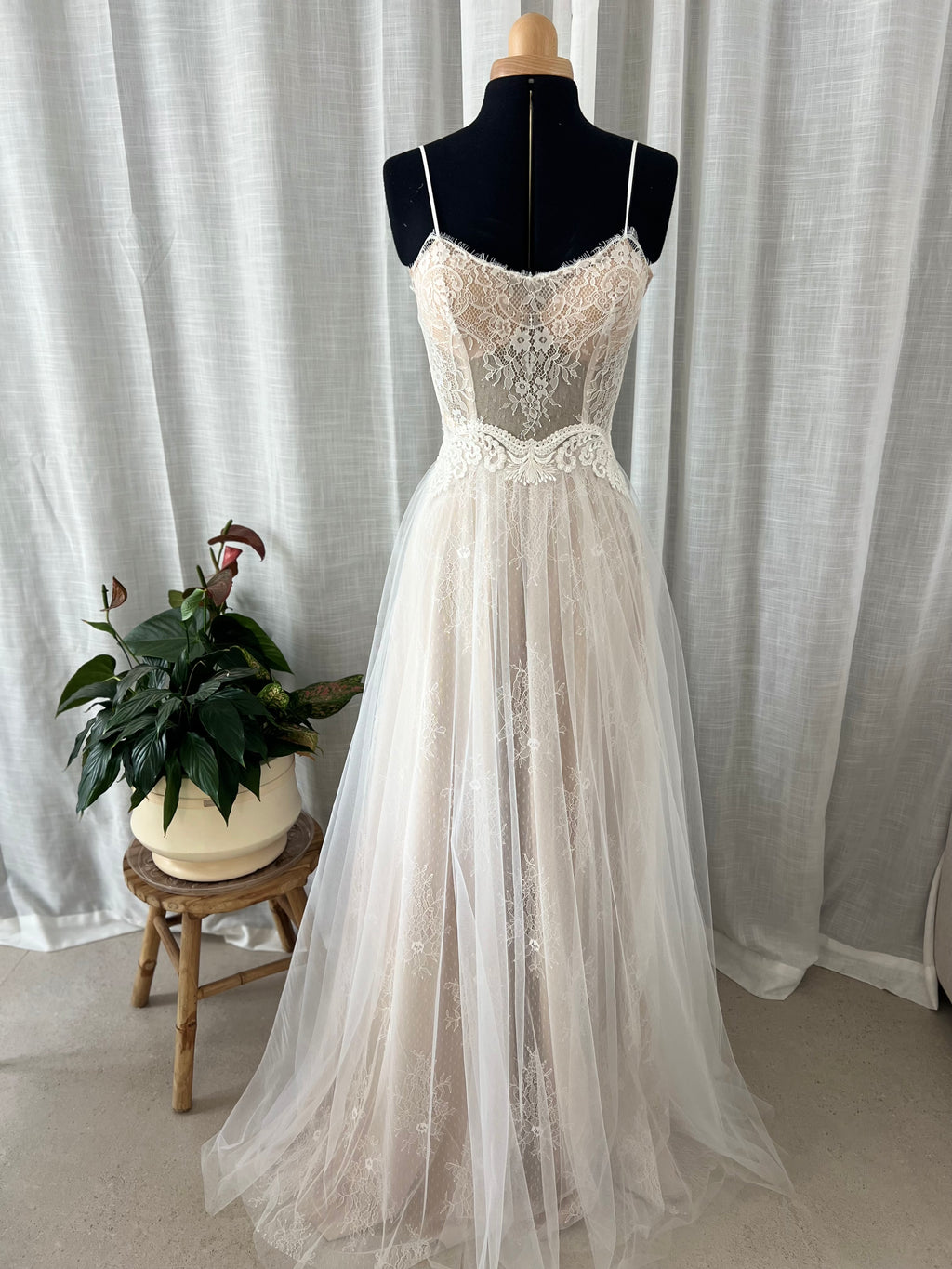Aurora Gown, sweetheart lace and tulle boho wedding dress by Lace & Love - view 4