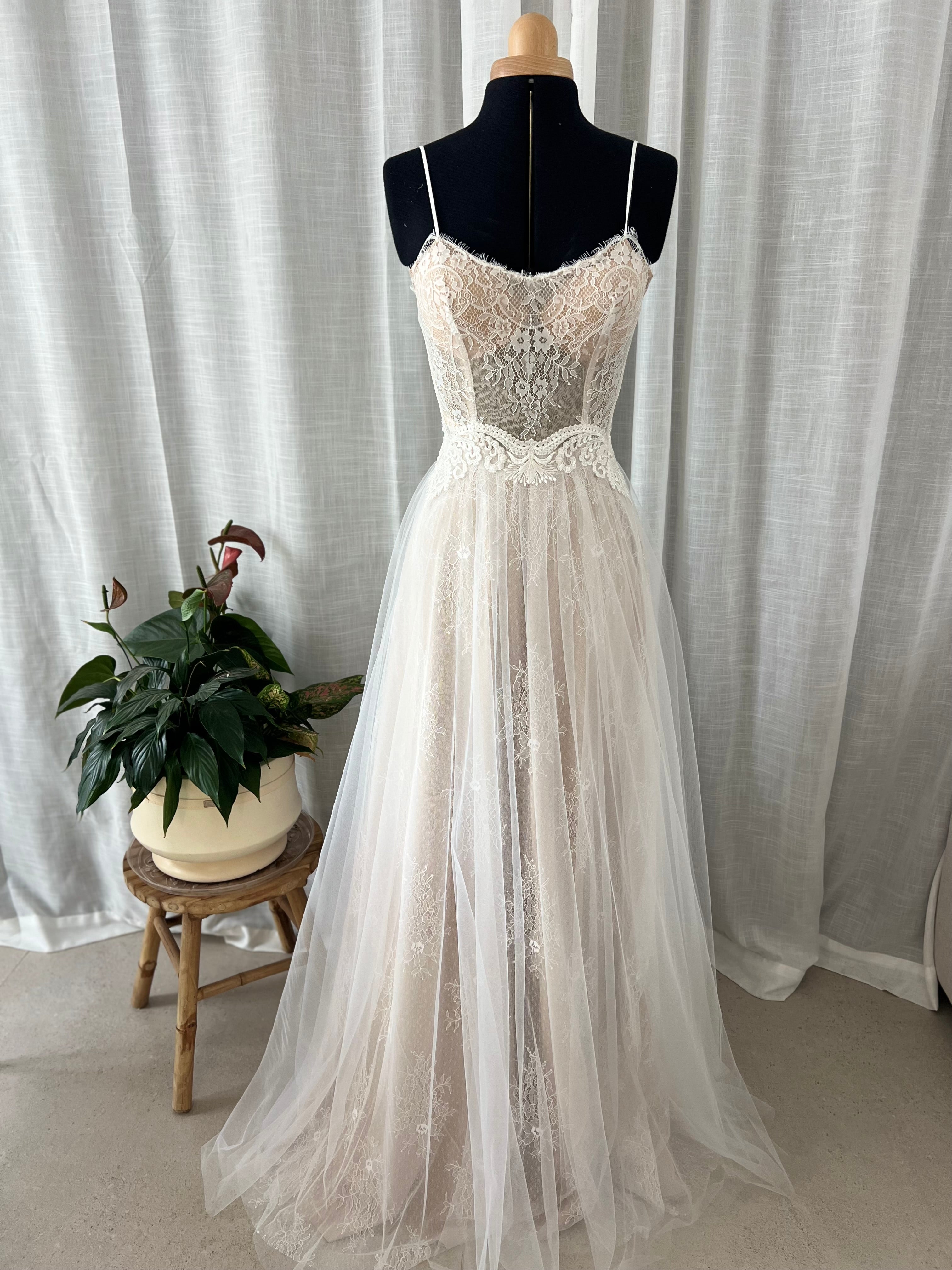Aurora Gown, sweetheart lace and tulle boho wedding dress by Lace & Love - view 4