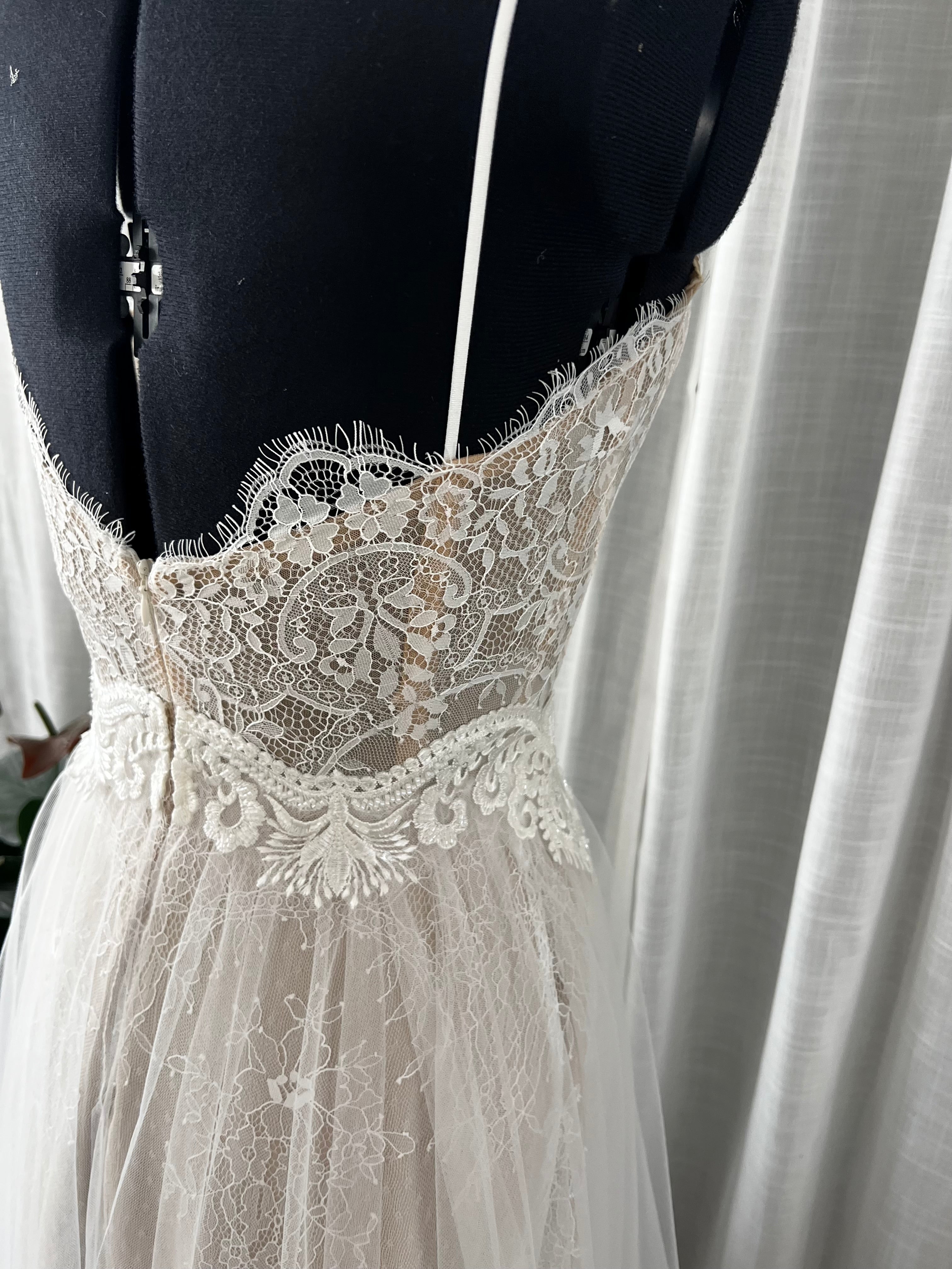 Aurora Gown, vintage French lace boho wedding dress by Lace & Love - view 5