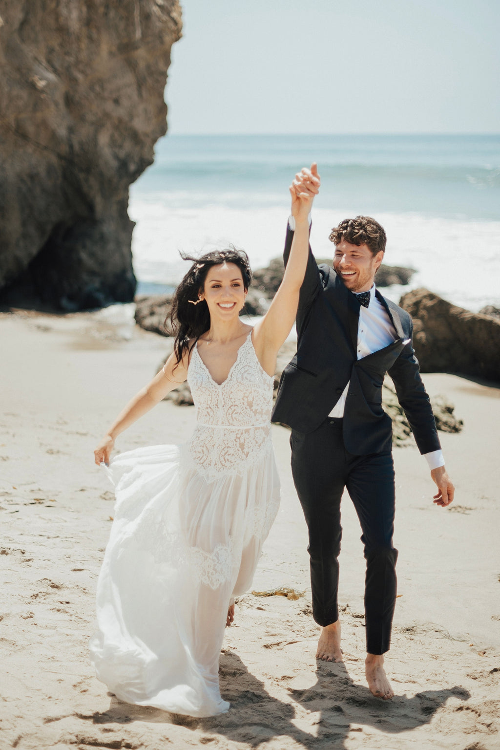 Chiffon and lace beach wedding dress by Lace & Love - view 4