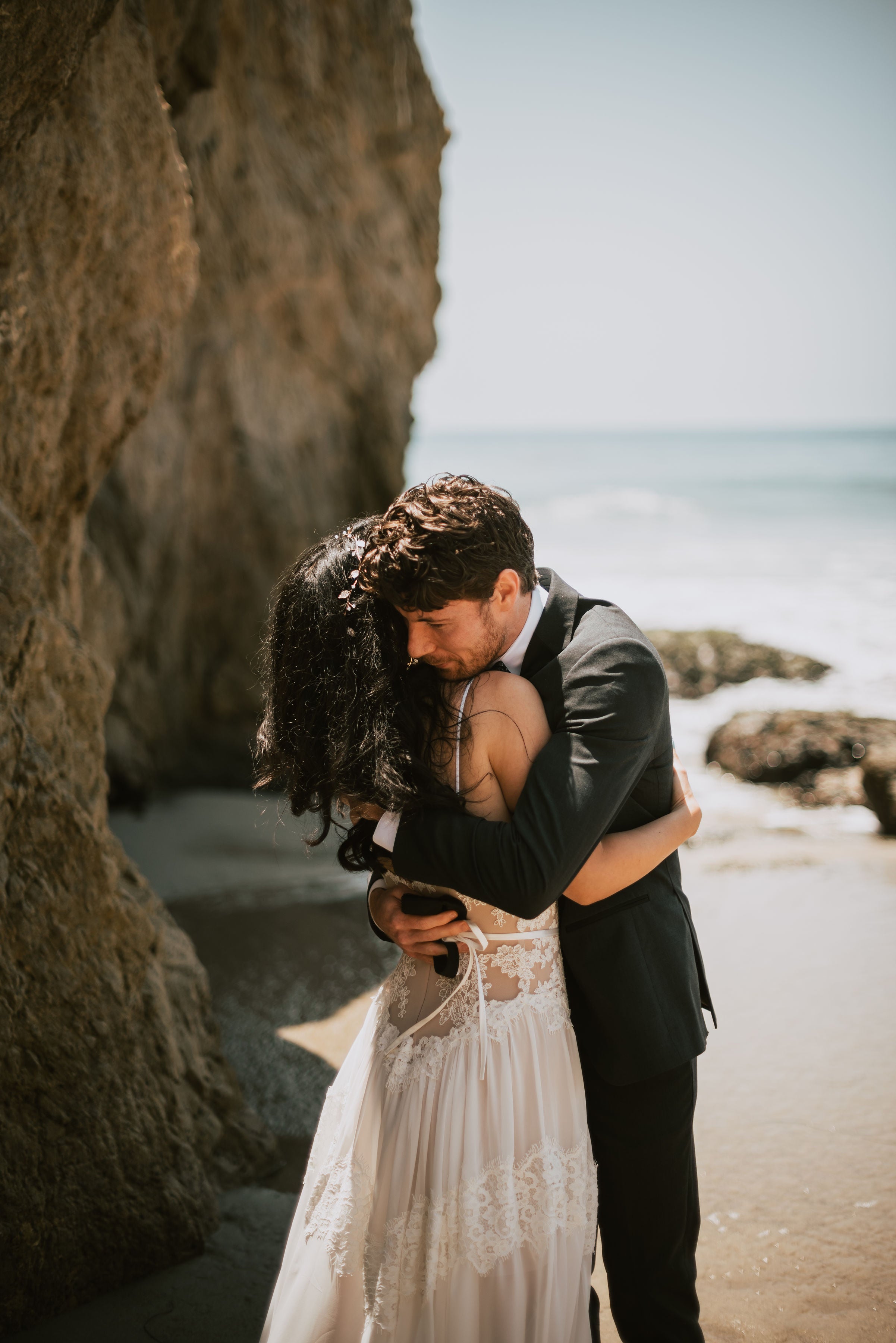 Chiffon and lace beach wedding dress by Lace & Love - view 6
