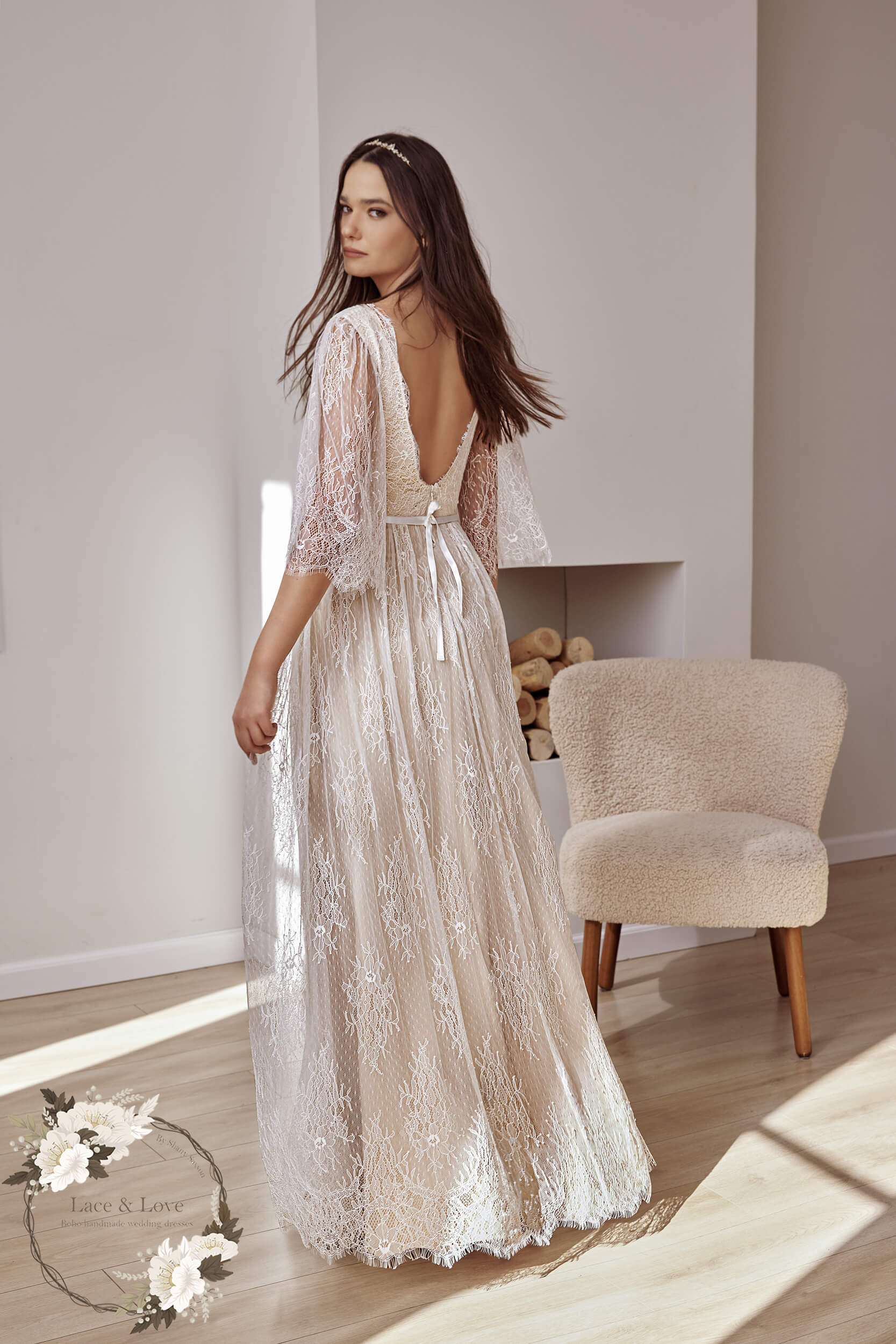 Boho French Lace Wedding Dress, Made to Measure in Israel | Lace & Love by Shany Sasson