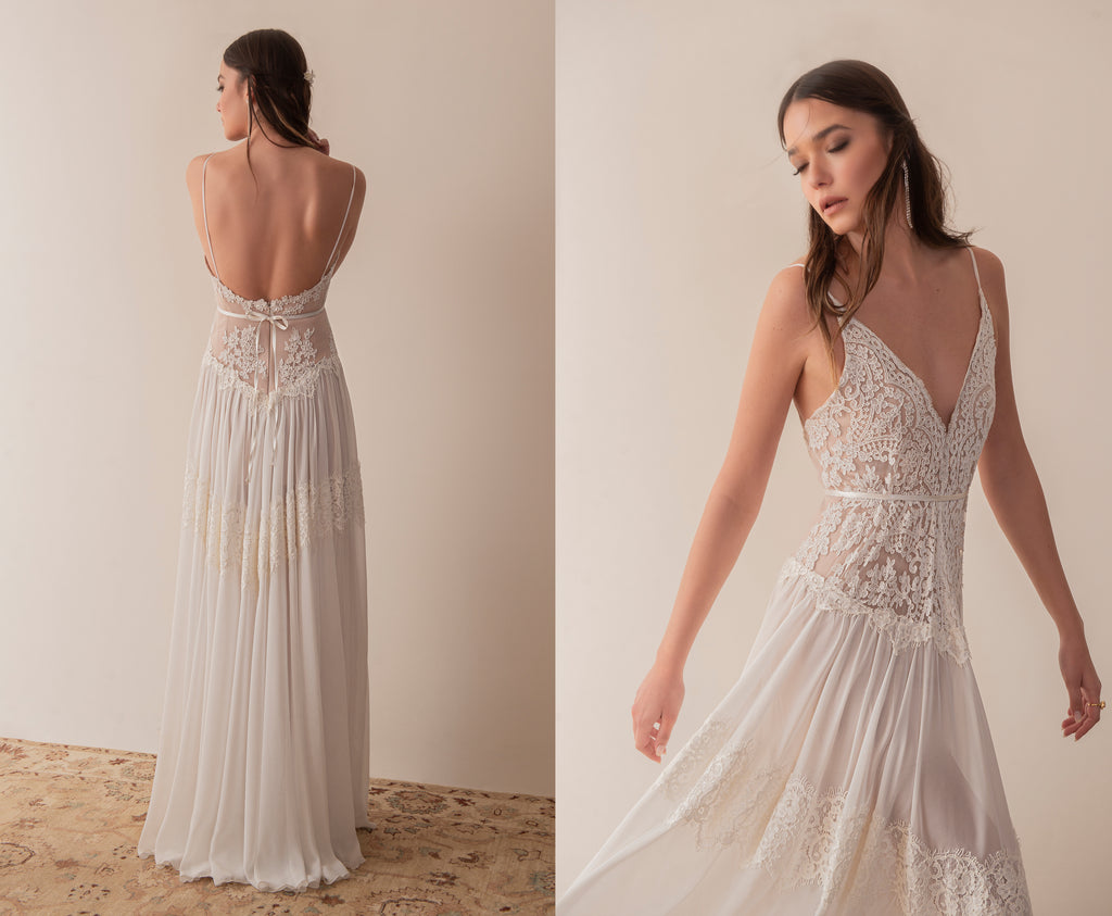 Camille Gown, Boho French Lace and Chiffon Wedding Dress, Made to Measure | Lace & Love by Shany Sasson
