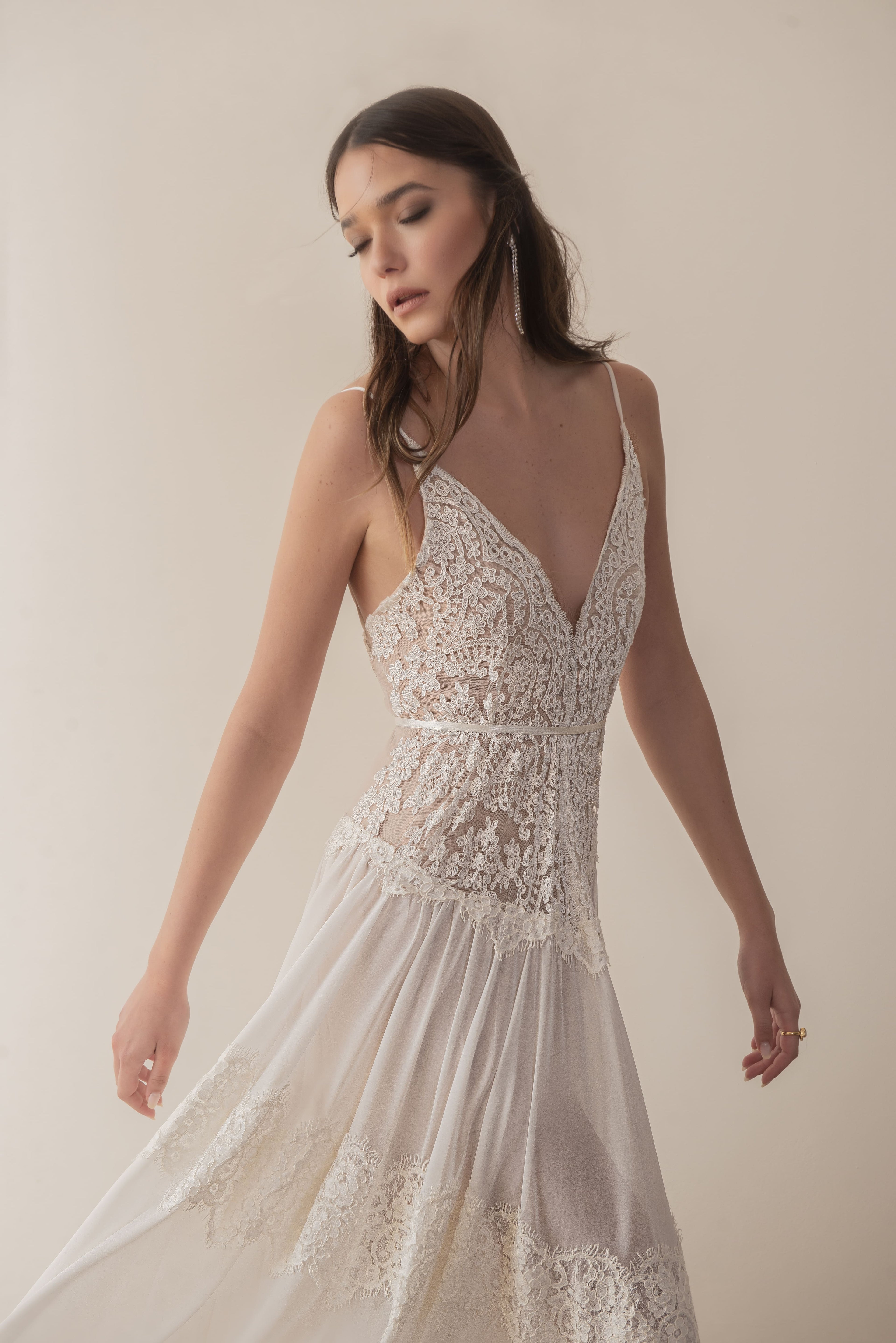 Camille Gown, lace and chiffon boho wedding dress by Lace & Love - view 2