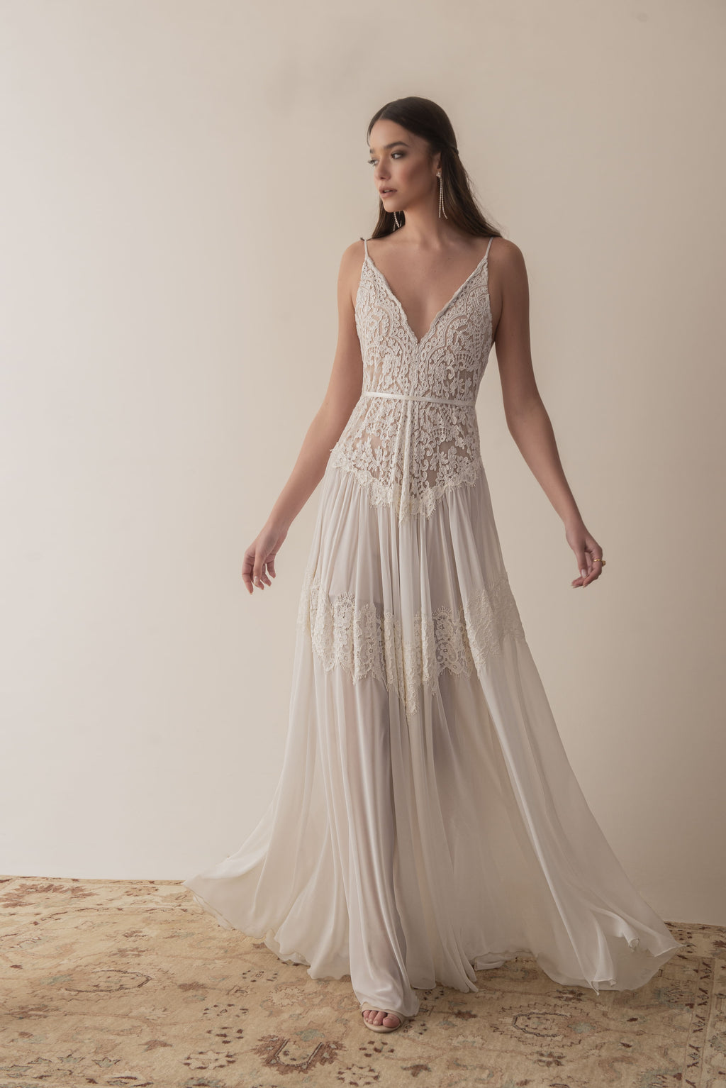 Camille Gown, lace and chiffon boho wedding dress by Lace & Love - view 3