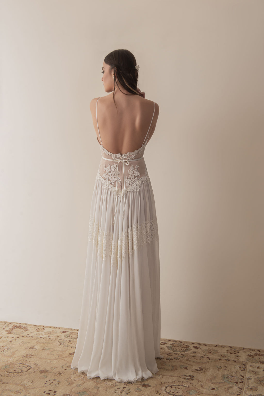 Camille Gown, lace and chiffon boho wedding dress by Lace & Love - view 4