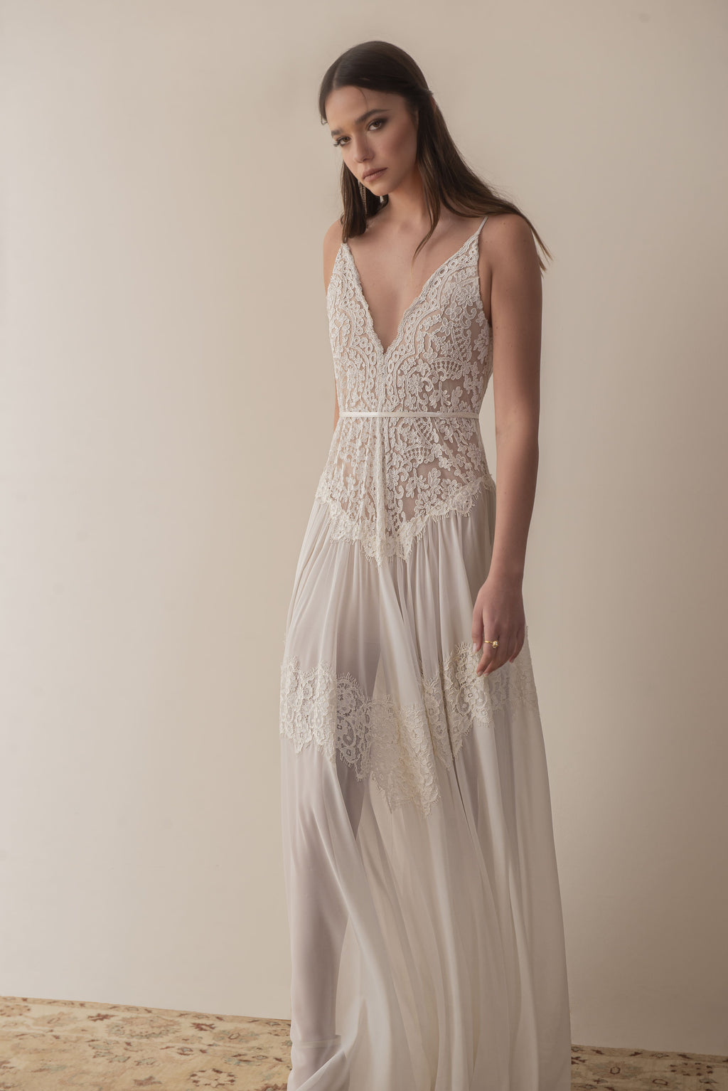 Camille Gown, lace and chiffon boho wedding dress by Lace & Love - view 5