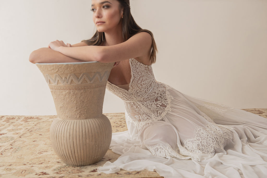 Camille Gown, lace and chiffon boho wedding dress by Lace & Love - view 6
