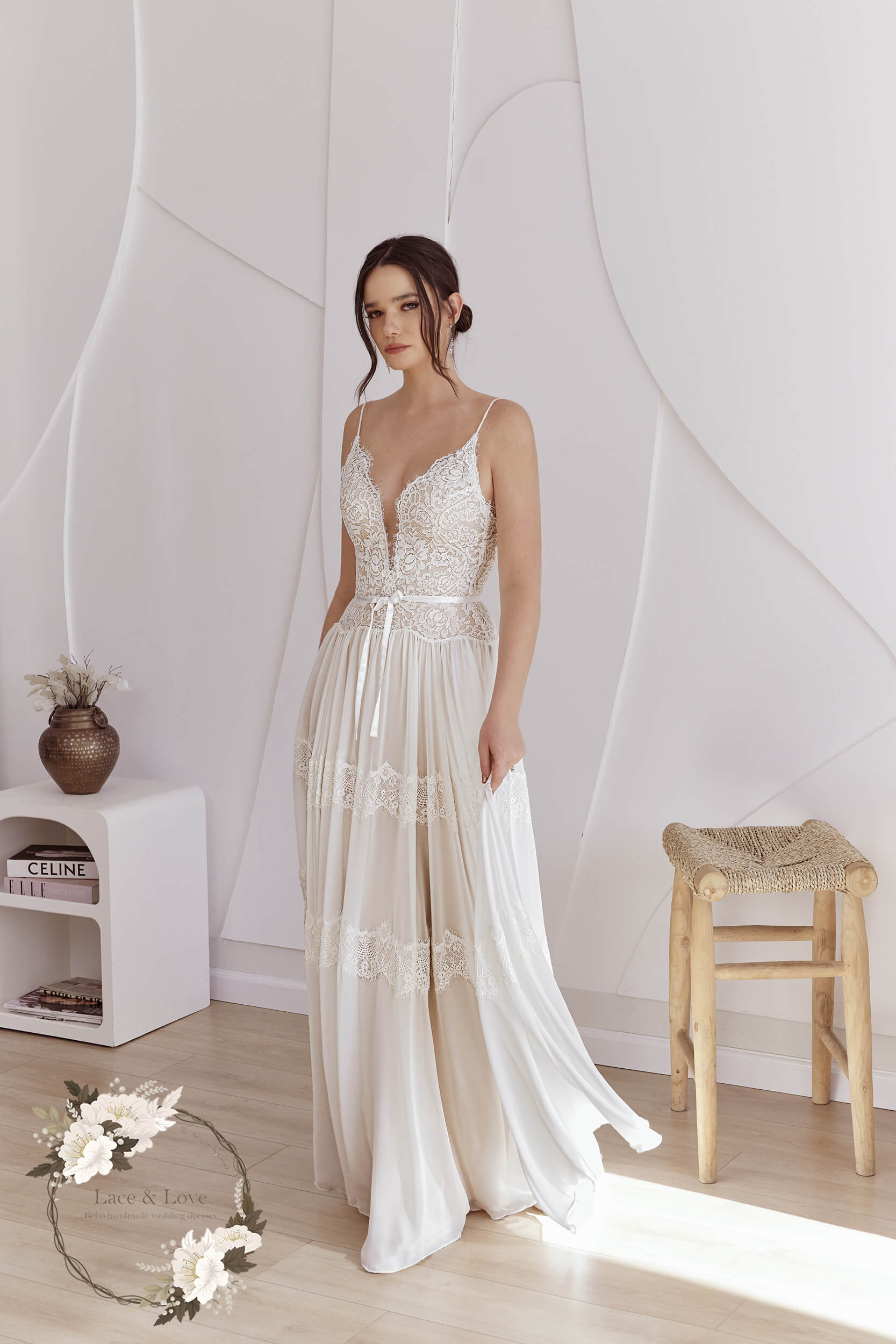Eloise Gown, Boho French Lace Wedding Dress, Made to Measure in Israel | Lace & Love by Shany Sasson