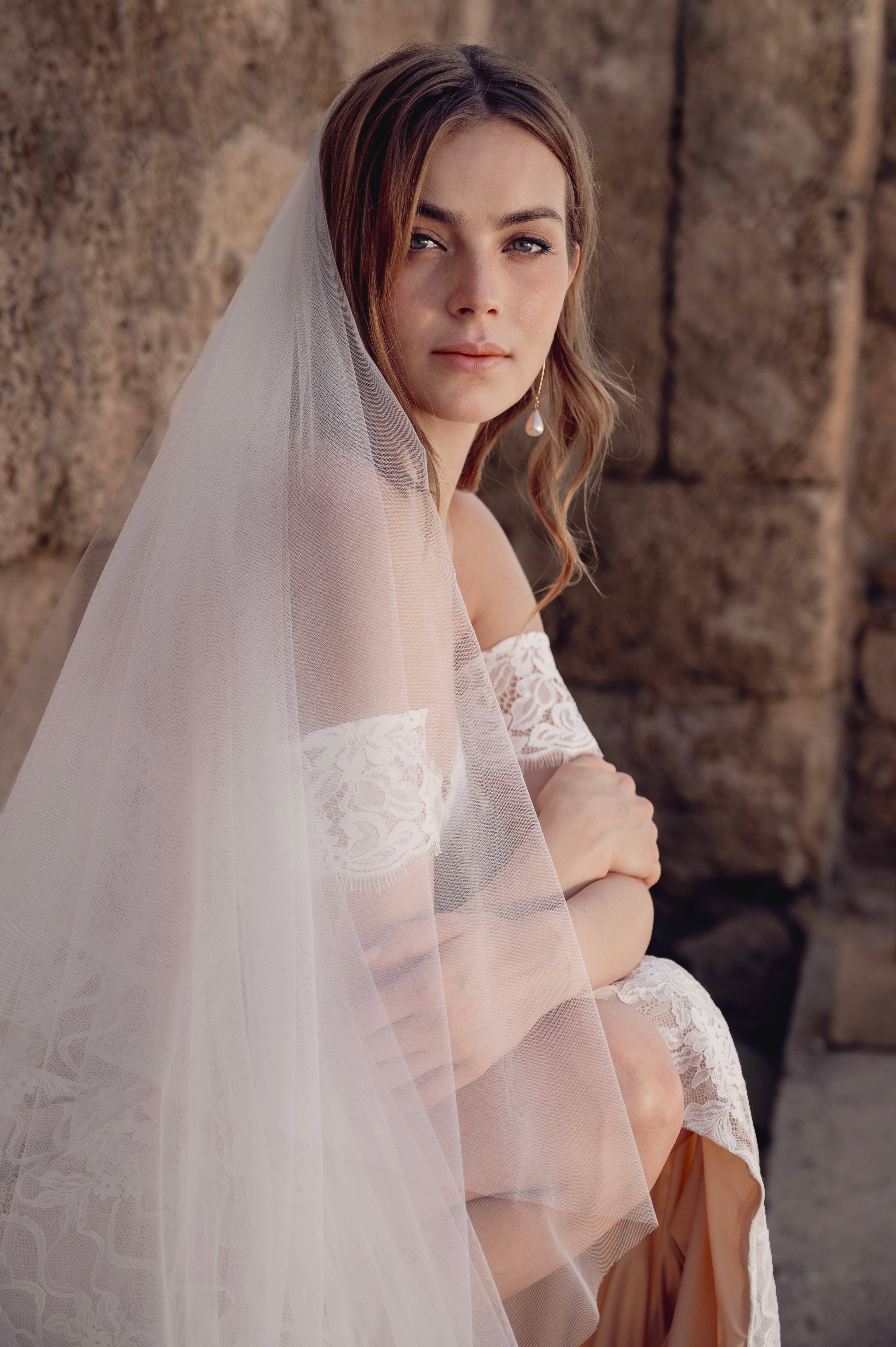 Floor length romantic soft tulle wedding veil by Lace & Love - view 2