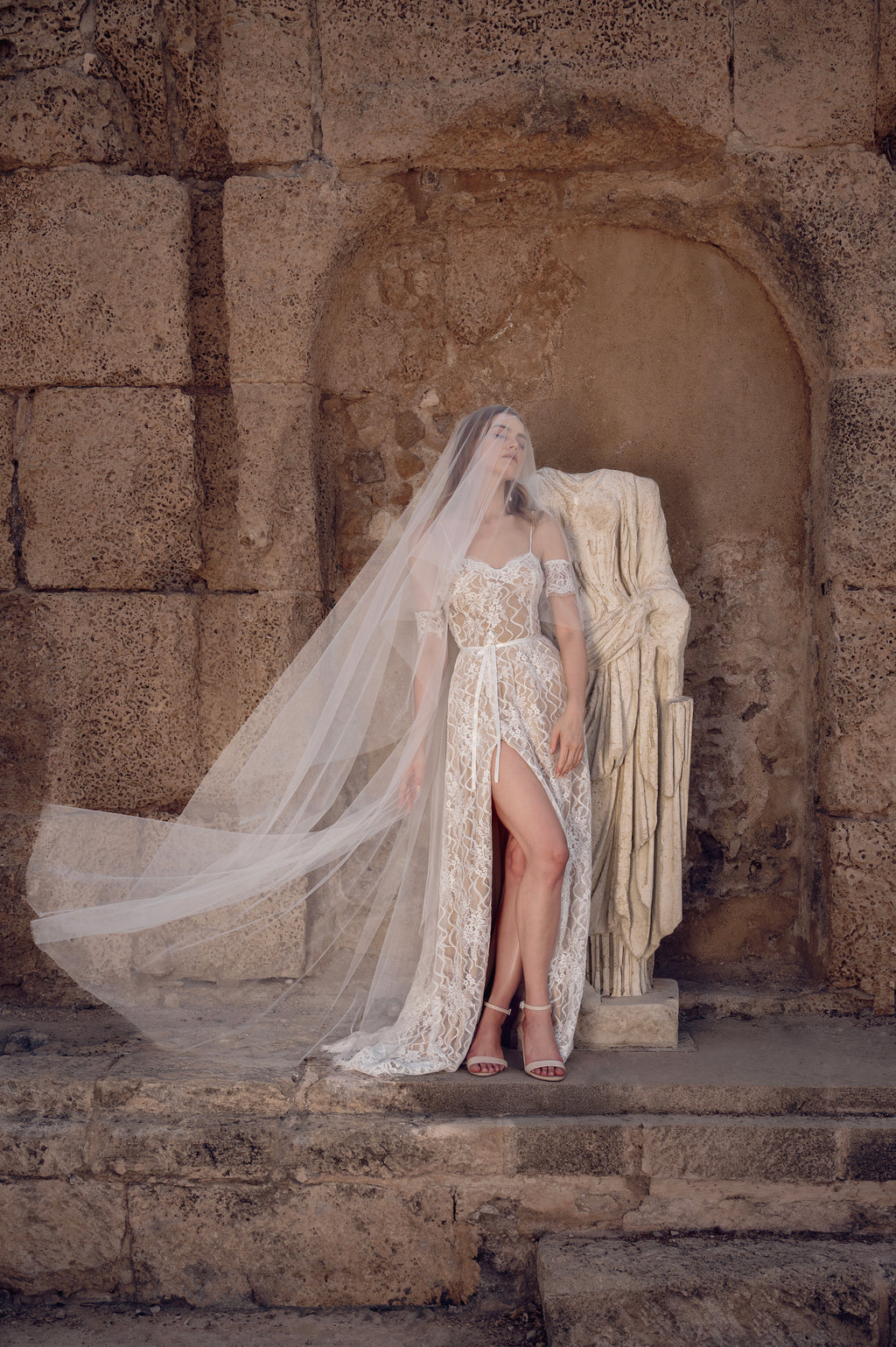 Floor length romantic soft tulle wedding veil by Lace & Love - view 3
