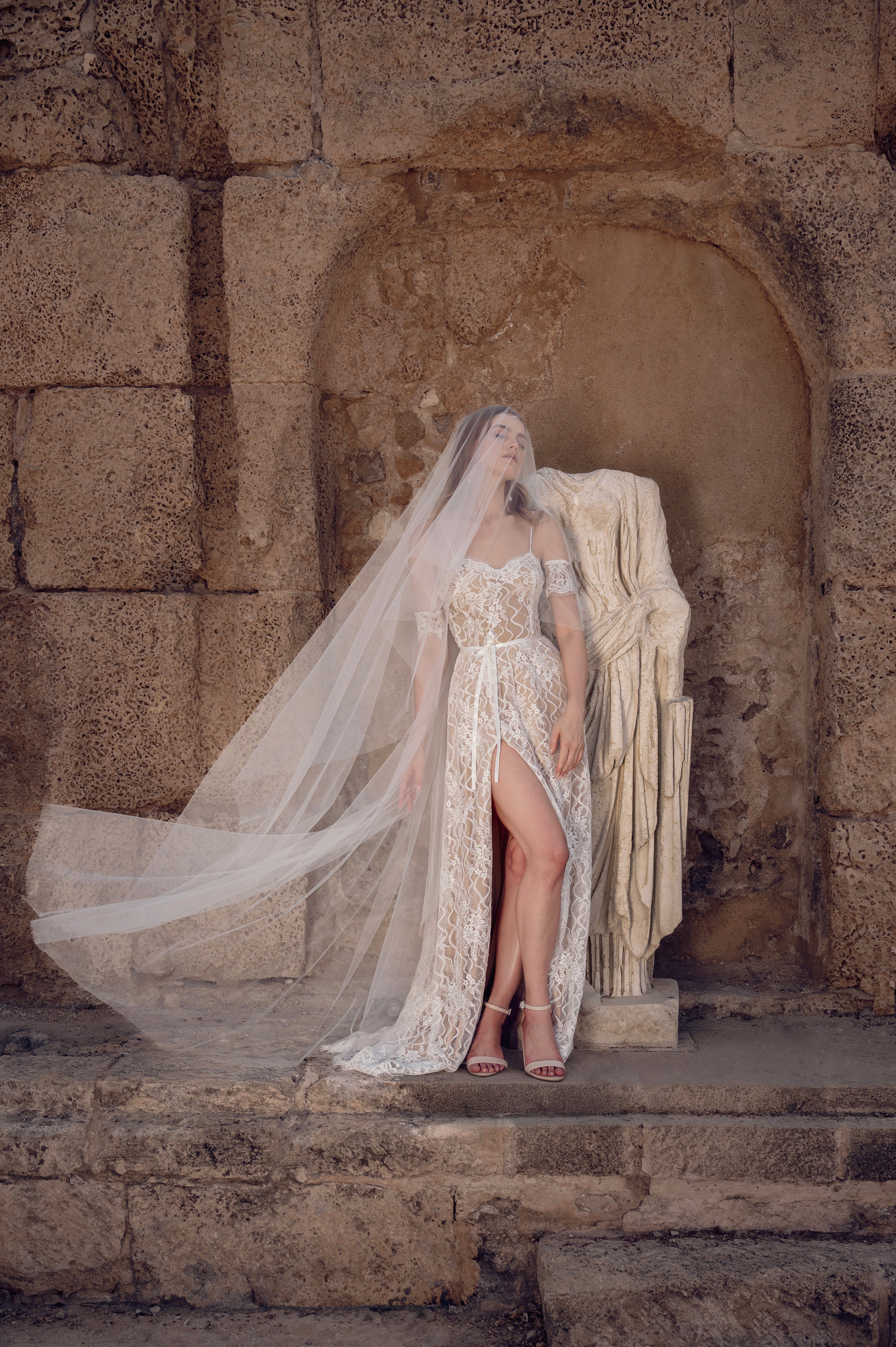 Floor length romantic soft tulle wedding veil by Lace & Love - view 3