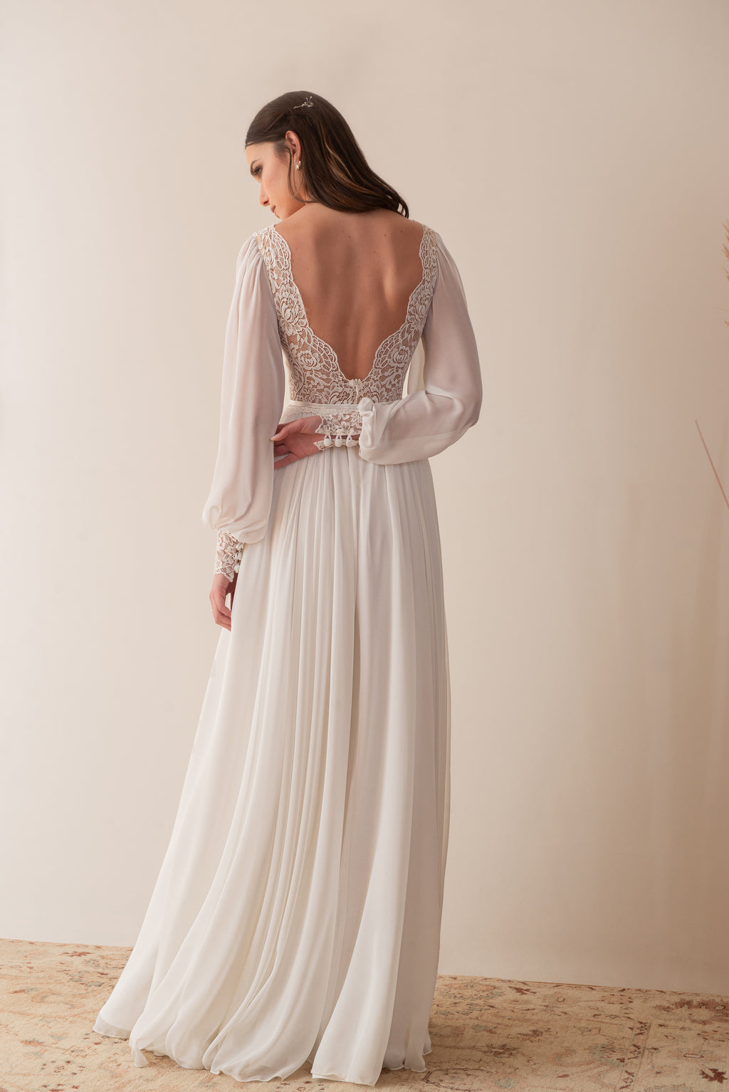 Giselle Gown, vintage lace boho wedding dress by Lace & Love - view 5