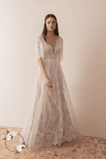 Grace Gown, Vintage Lace Short Sleeve Boho Wedding Dress, Made to Measure | Lace & Love by Shany Sasson