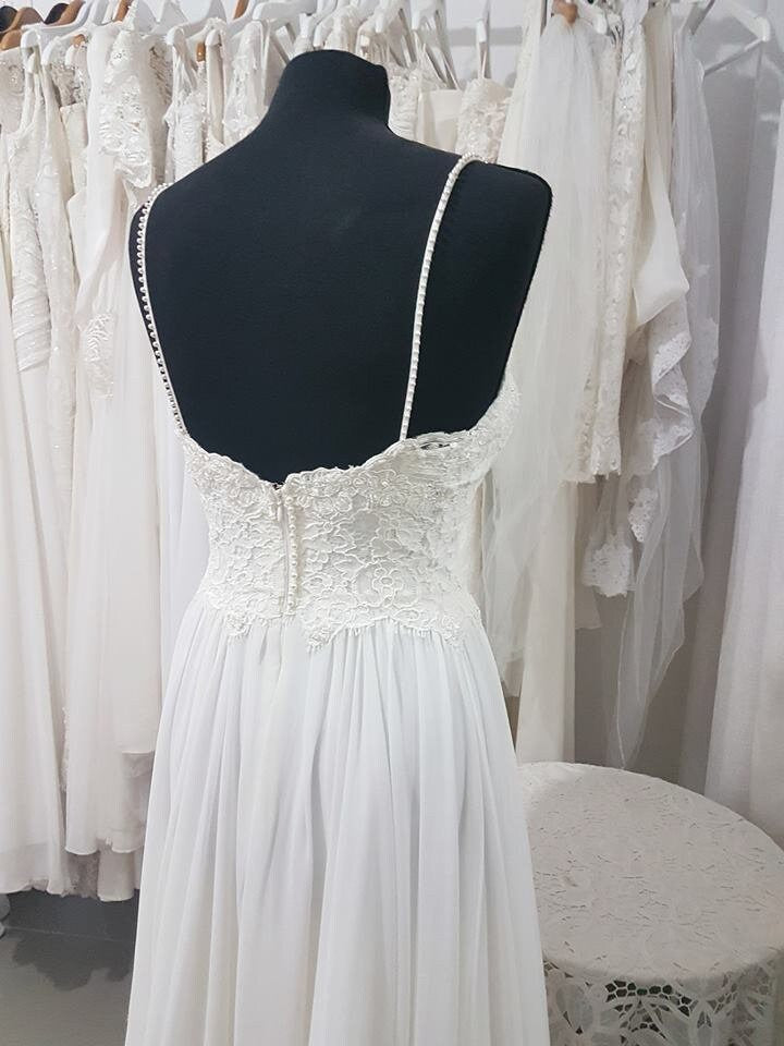 Romy Gown — lace & chiffon boho wedding dress, made to measure by Lace & Love (view 7)
