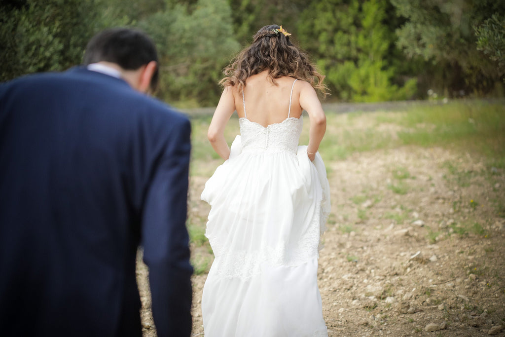 Romy Gown — lace & chiffon boho wedding dress, made to measure by Lace & Love (view 3)