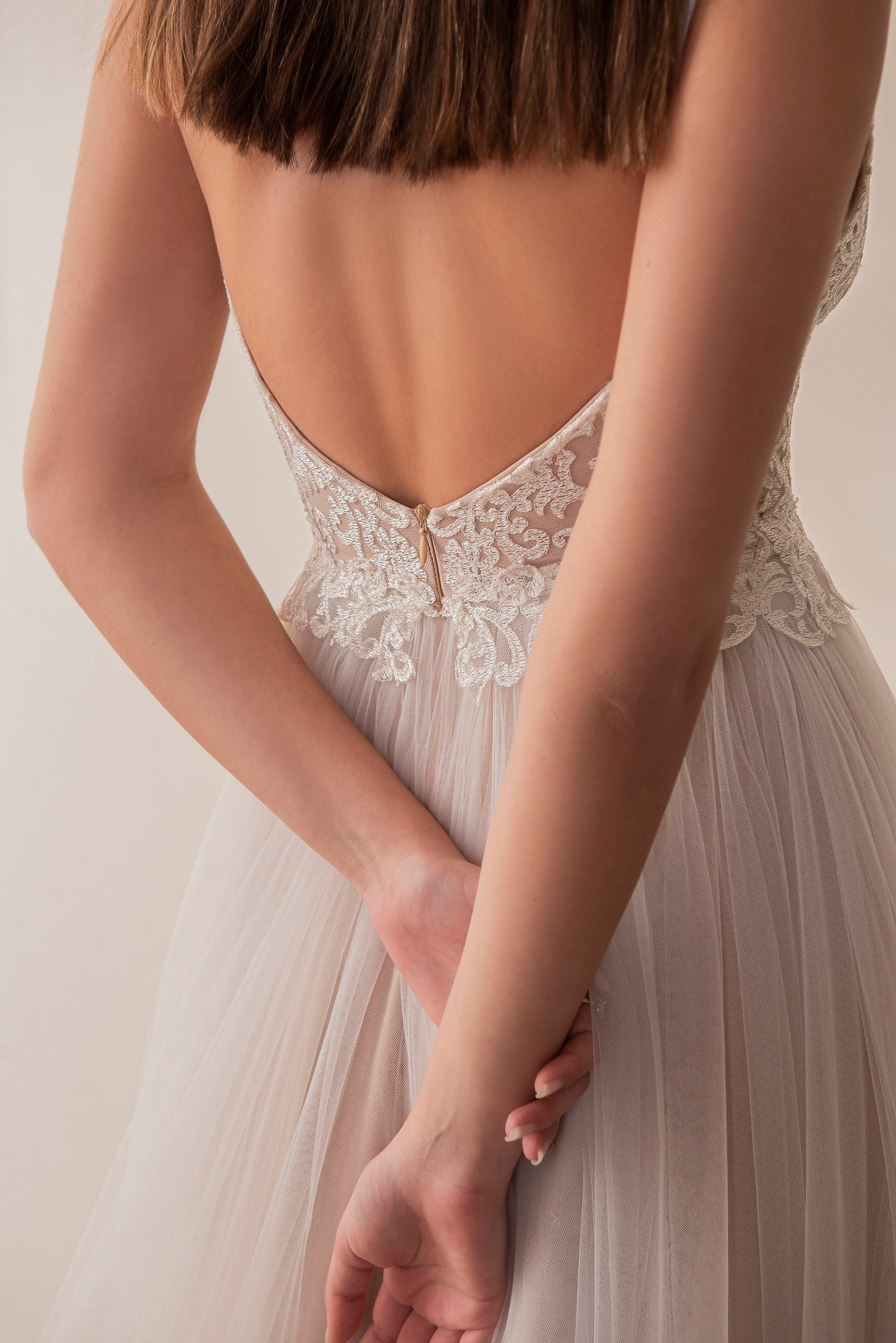 Sage Gown — lace & tulle boho wedding dress, made to measure by Lace & Love (view 4)