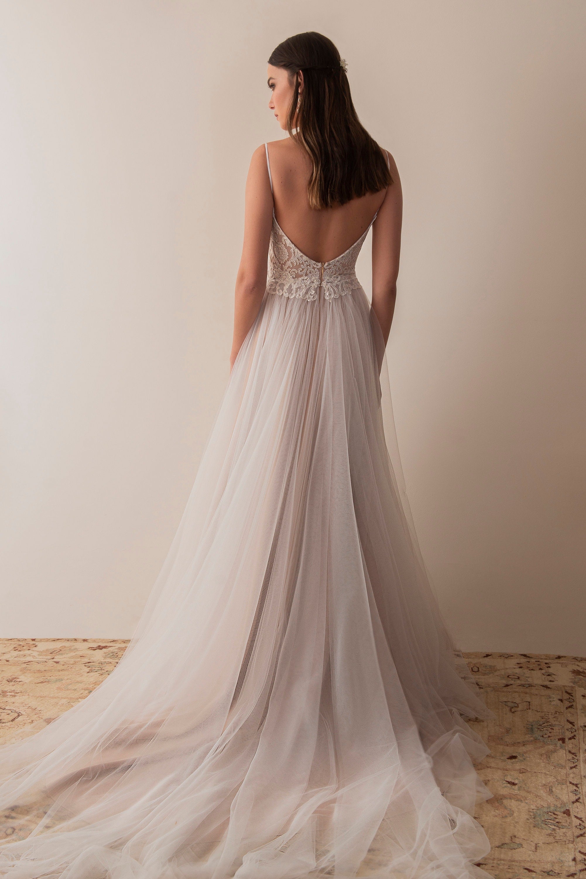 Sage Gown — lace & tulle boho wedding dress, made to measure by Lace & Love (view 3)