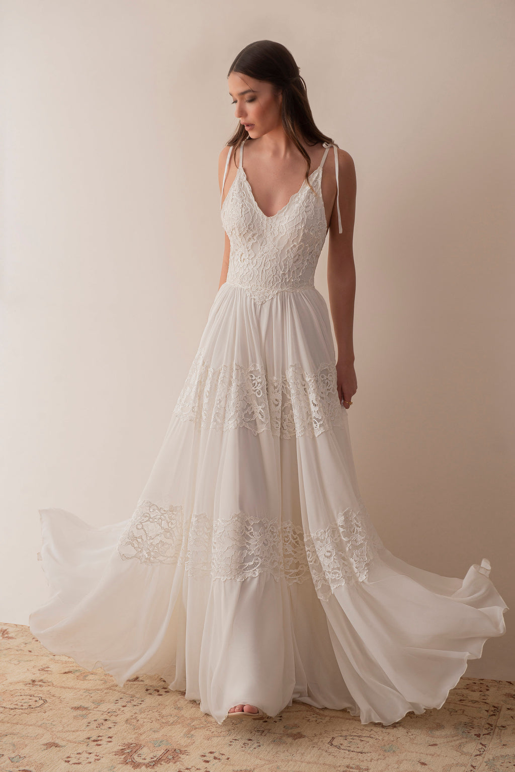 Maeve Gown — lace & chiffon boho wedding dress, made to measure by Lace & Love (view 2)