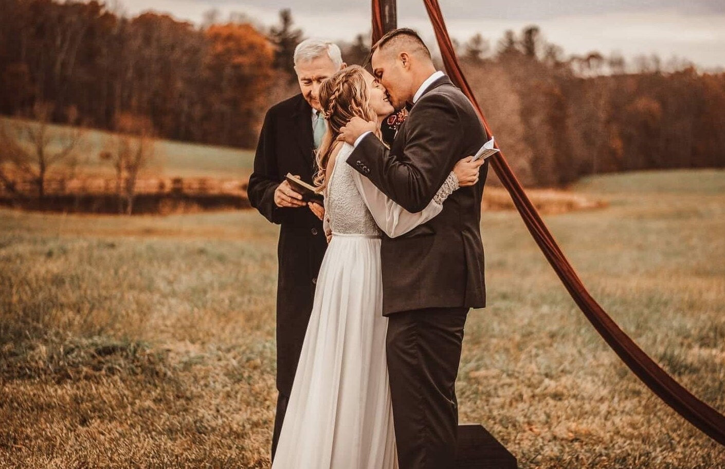 Leona Gown — long sleeve lace & chiffon boho wedding dress, made to measure by Lace & Love (view 4)