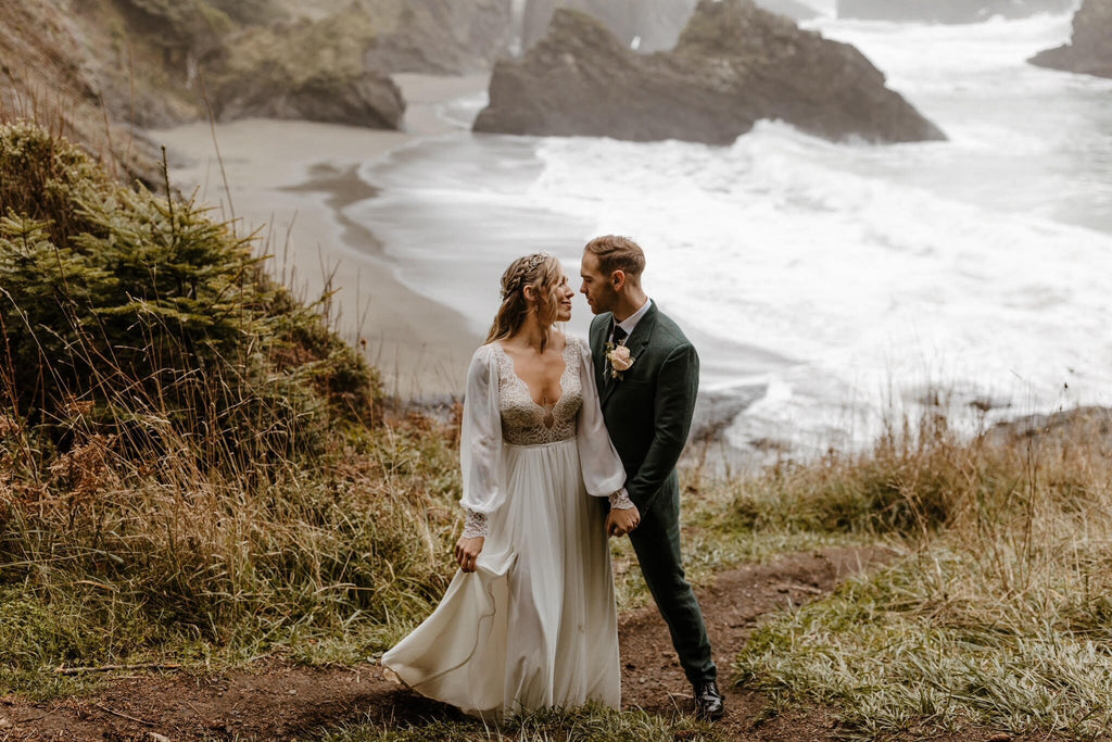 Esme Gown — long sleeve vintage lace boho wedding dress, made to measure by Lace & Love (view 6)