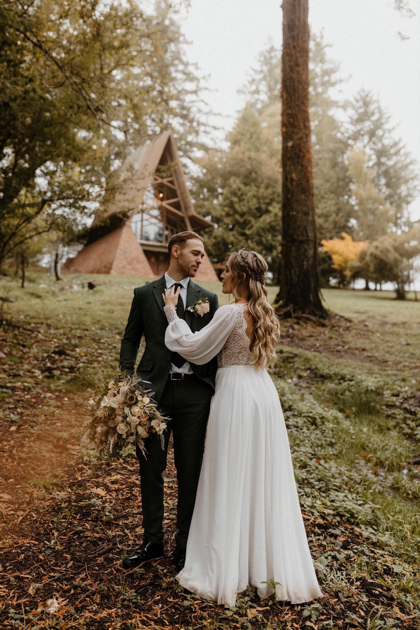 Esme Gown — long sleeve vintage lace boho wedding dress, made to measure by Lace & Love (view 3)