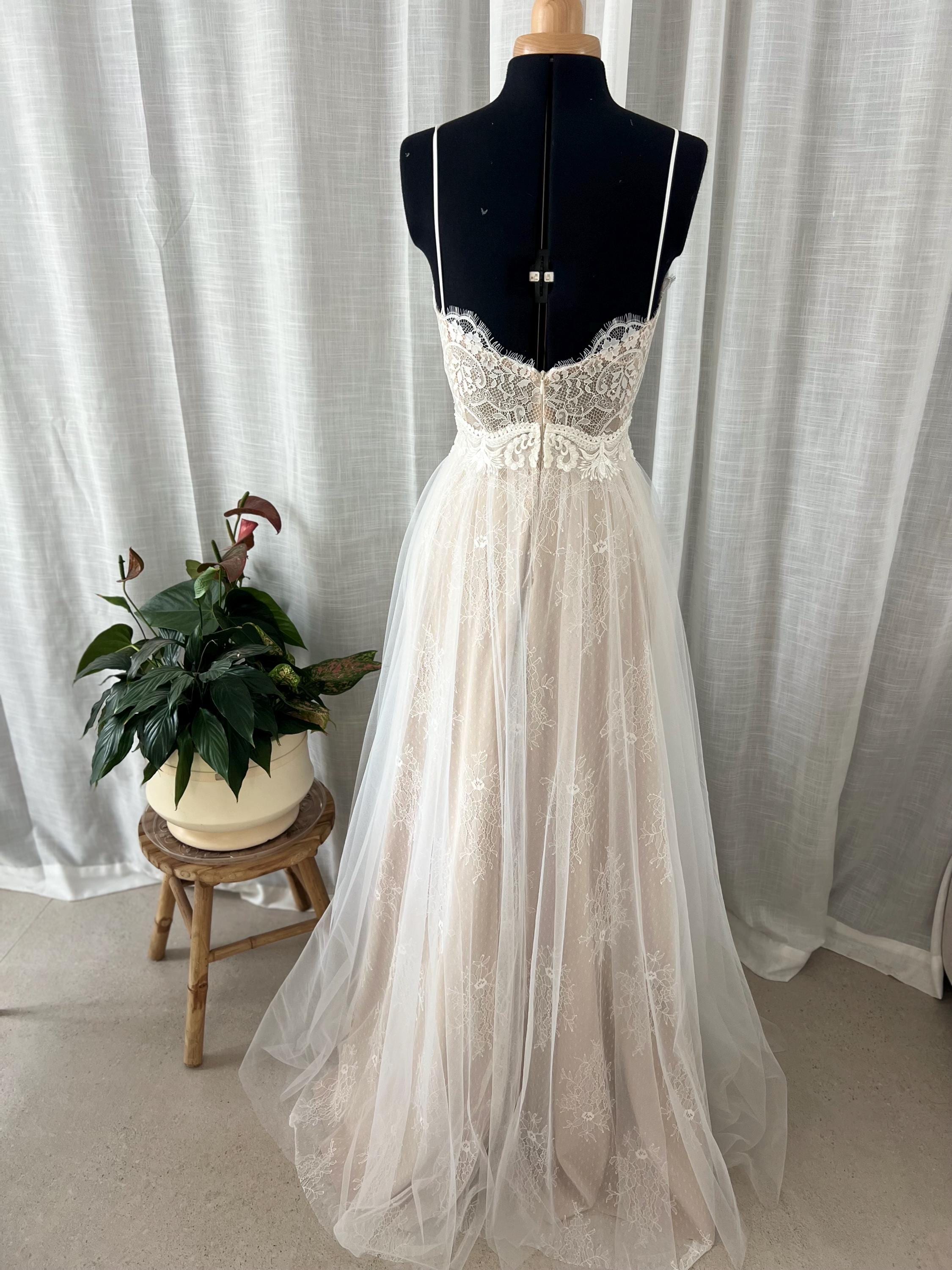 Sienna Gown — sweetheart lace & tulle boho wedding dress, made to measure by Lace & Love (view 5)