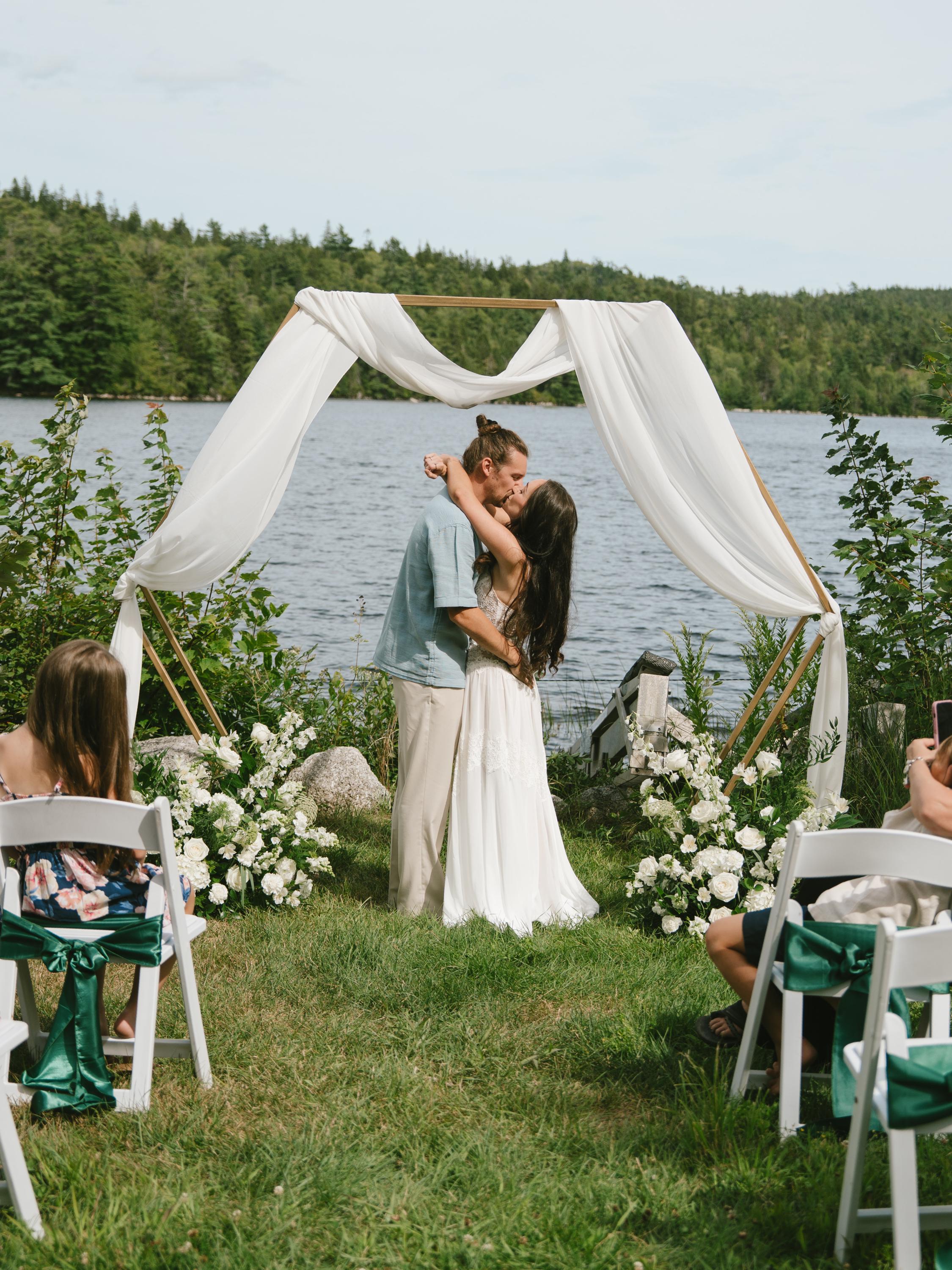 Elise Gown — chiffon & lace beach wedding dress, made to measure by Lace & Love (view 3)