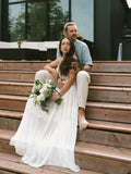 Elise Gown — chiffon & lace beach wedding dress, made to measure by Lace & Love (view 1)