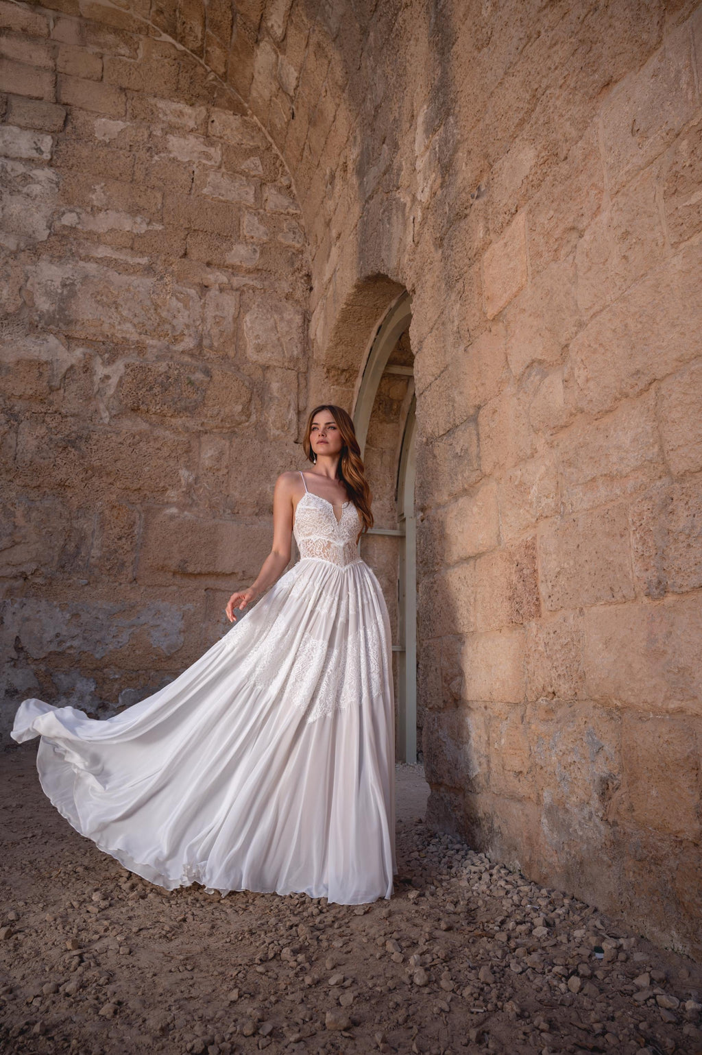 Colette Gown — lace & chiffon boho wedding dress, made to measure by Lace & Love (view 6)