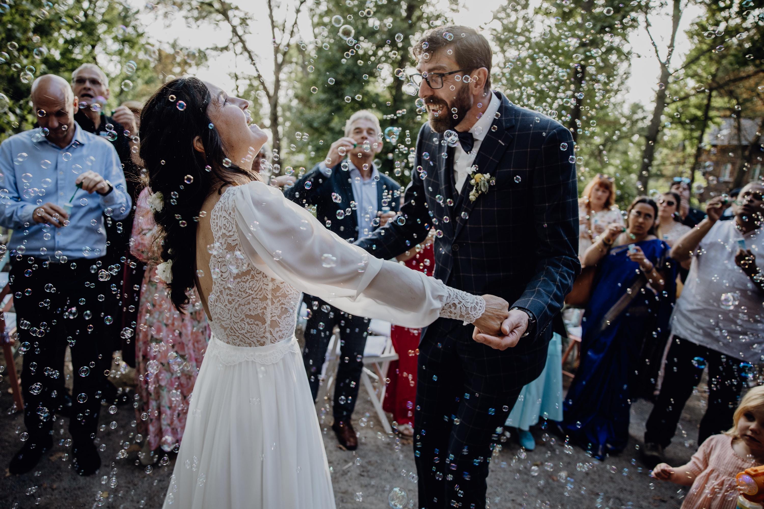 Adele Gown — long sleeve lace & chiffon boho wedding dress, made to measure by Lace & Love (view 4)