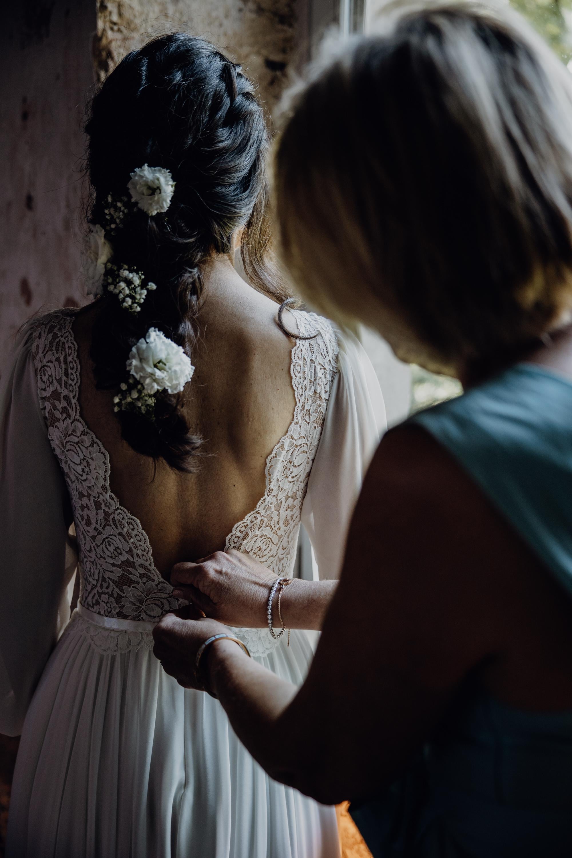 Adele Gown — long sleeve lace & chiffon boho wedding dress, made to measure by Lace & Love (view 5)