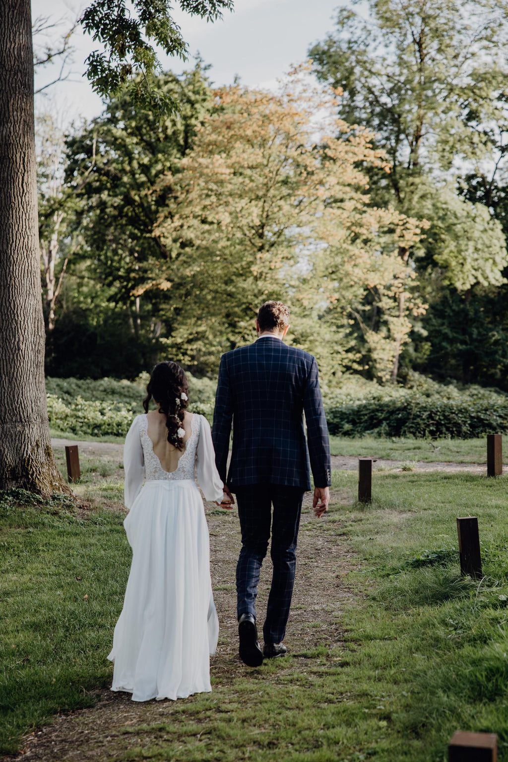 Adele Gown — long sleeve lace & chiffon boho wedding dress, made to measure by Lace & Love (view 7)