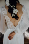 Adele Gown — long sleeve lace & chiffon boho wedding dress, made to measure by Lace & Love (view 1)