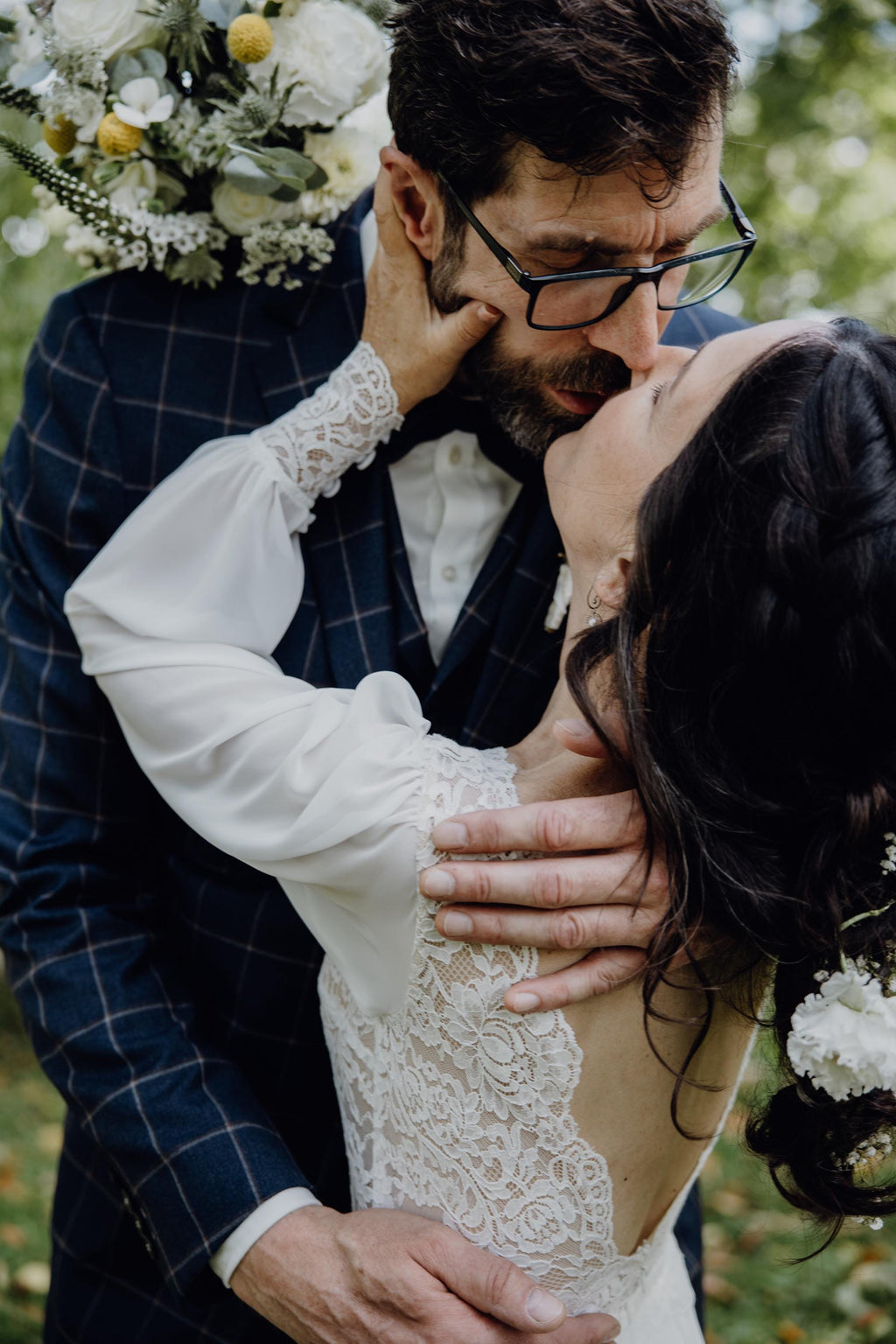 Adele Gown — long sleeve lace & chiffon boho wedding dress, made to measure by Lace & Love (view 6)