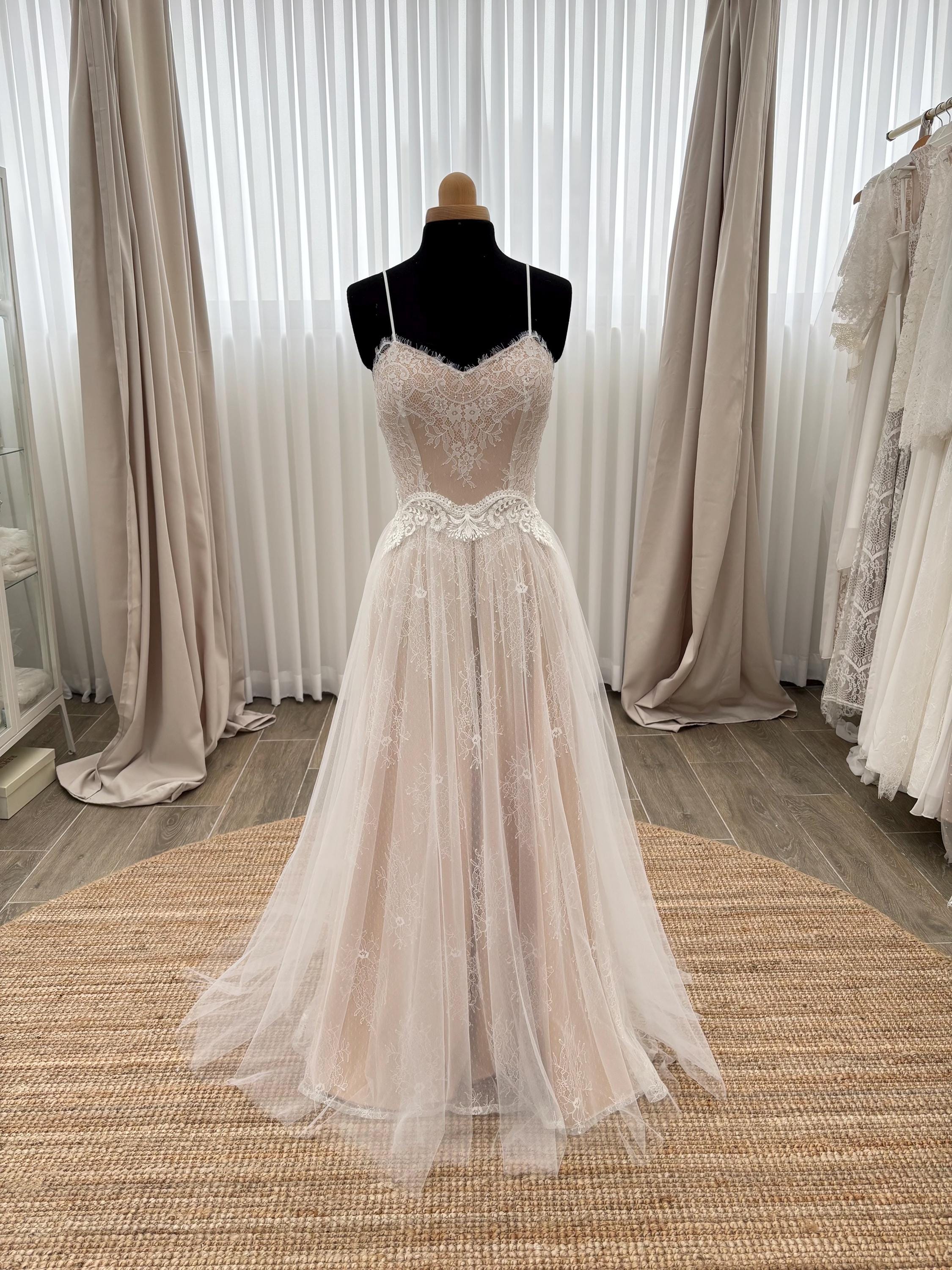 Nora Gown — sweetheart lace & tulle boho wedding dress, made to measure by Lace & Love (view 3)