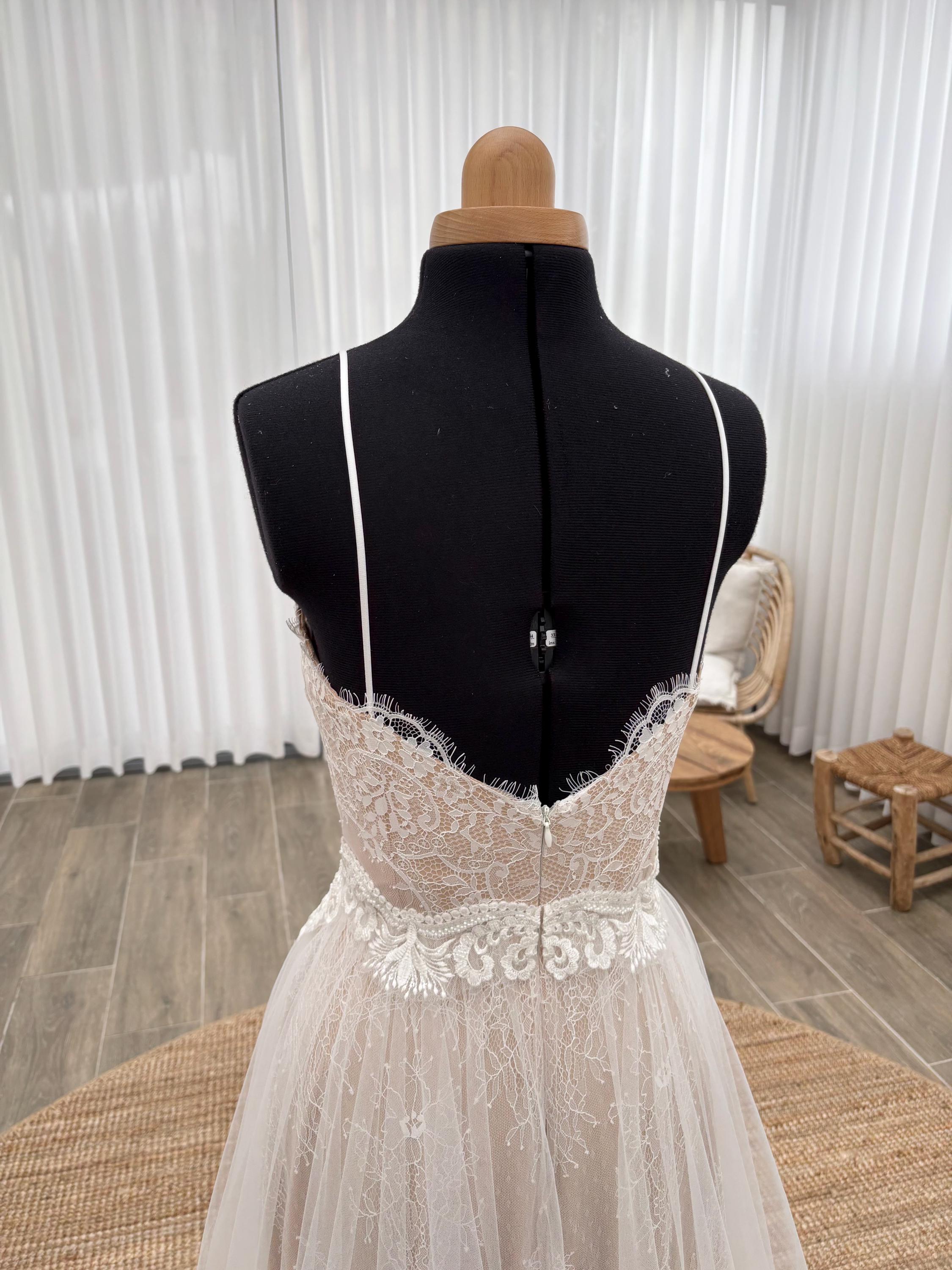 Nora Gown — sweetheart lace & tulle boho wedding dress, made to measure by Lace & Love (view 6)