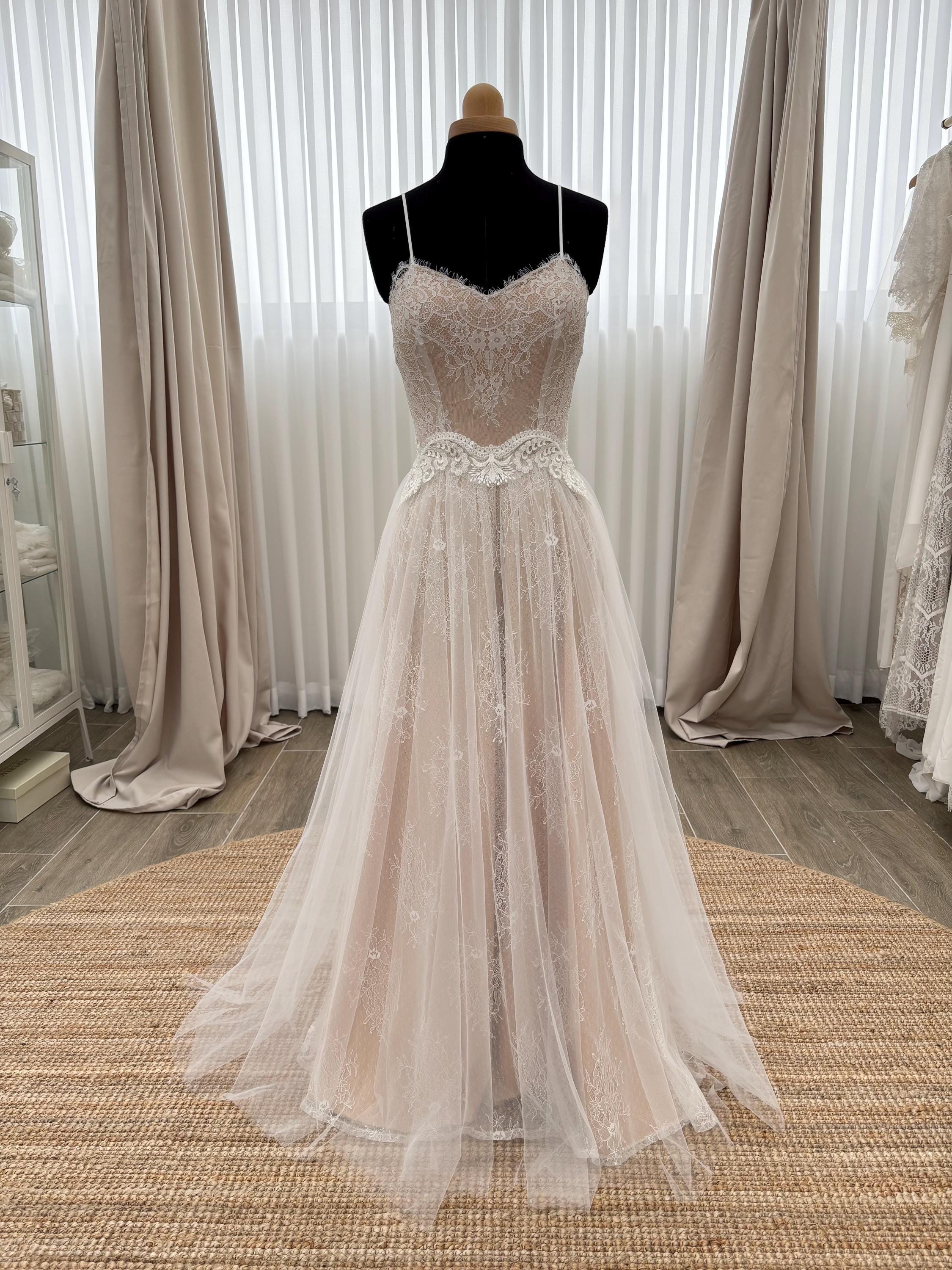 Nora Gown — sweetheart lace & tulle boho wedding dress, made to measure by Lace & Love (view 4)