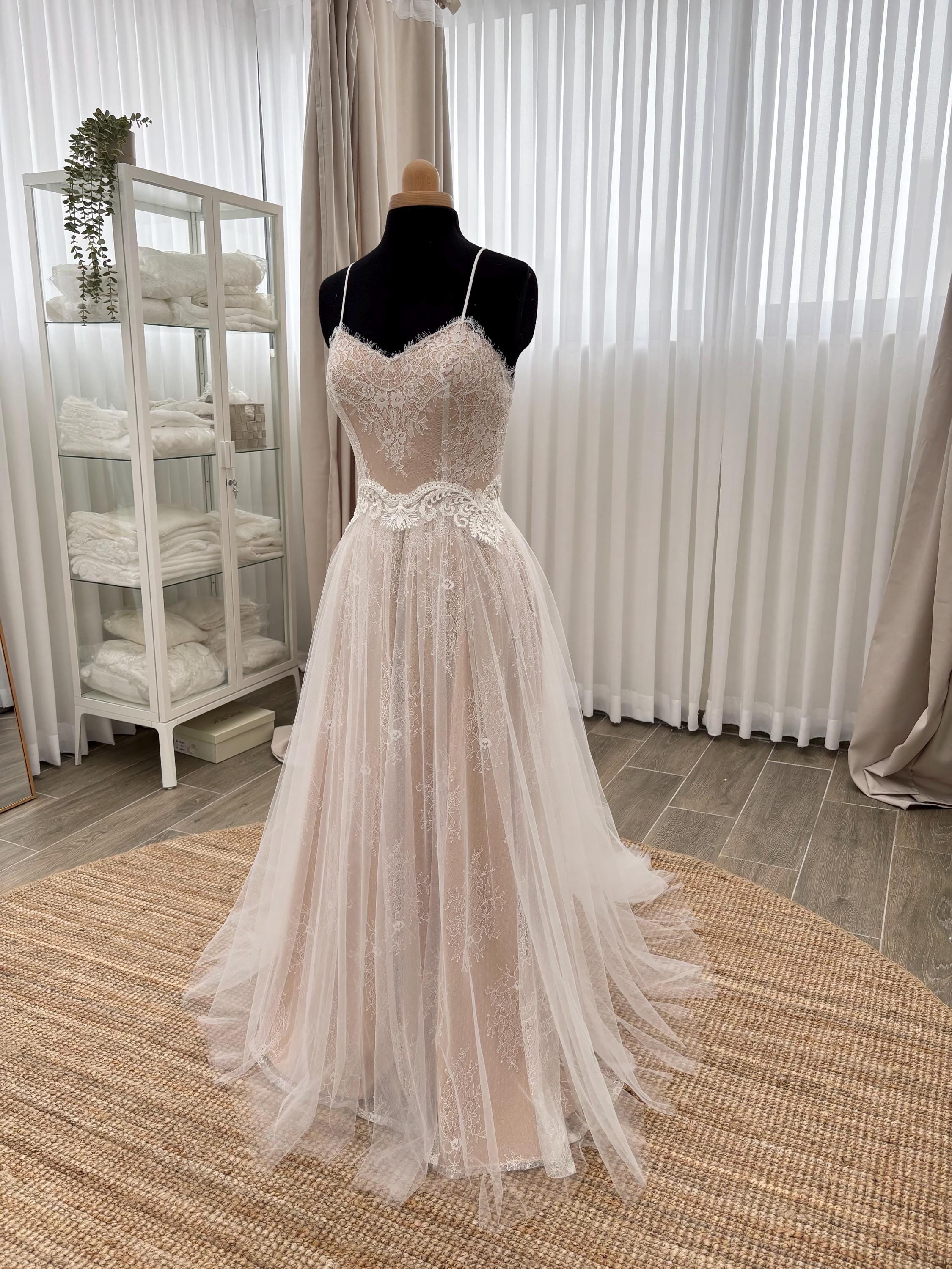 Nora Gown — sweetheart lace & tulle boho wedding dress, made to measure by Lace & Love (view 1)