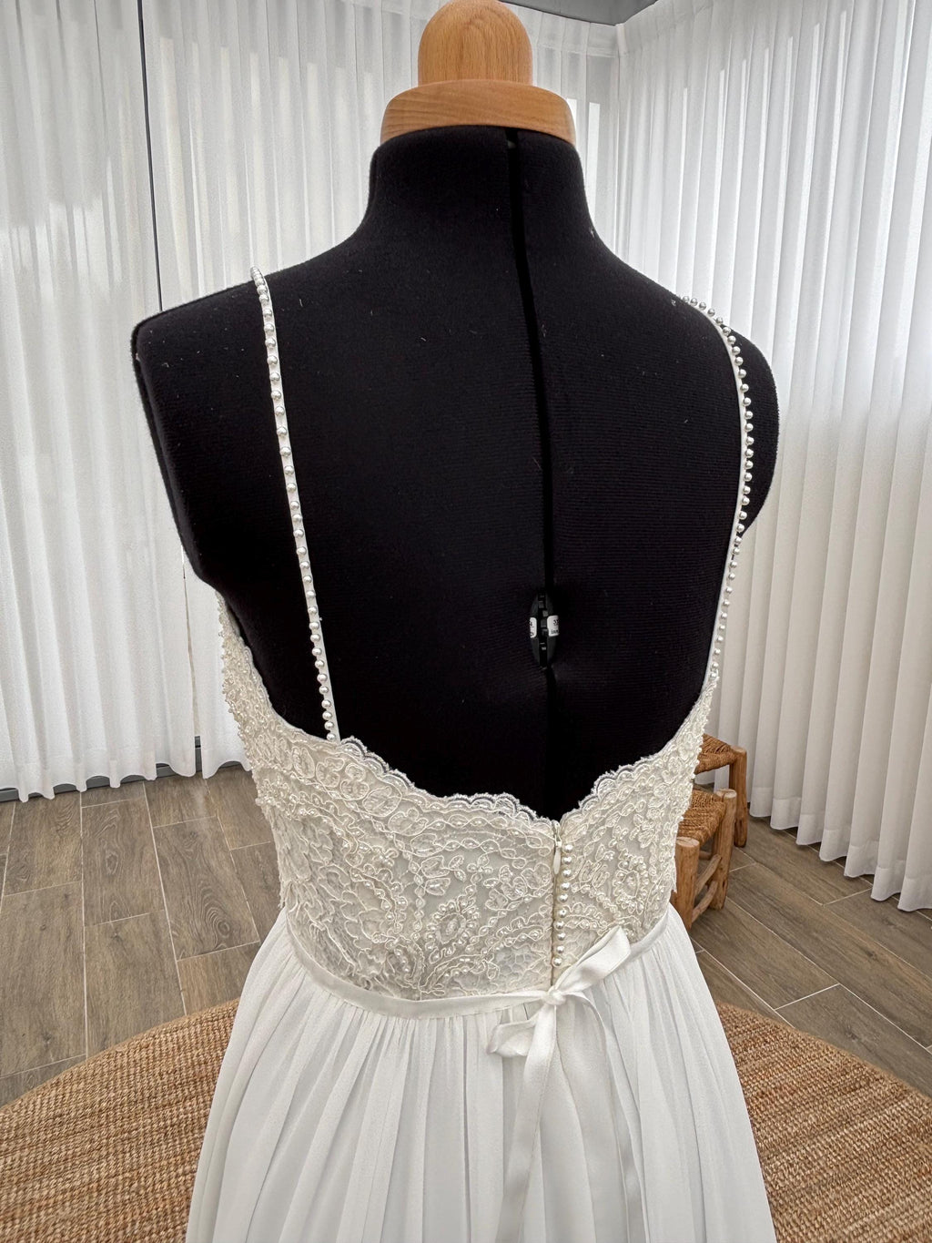 Stella Gown — lace & chiffon boho wedding dress, made to measure by Lace & Love (view 3)