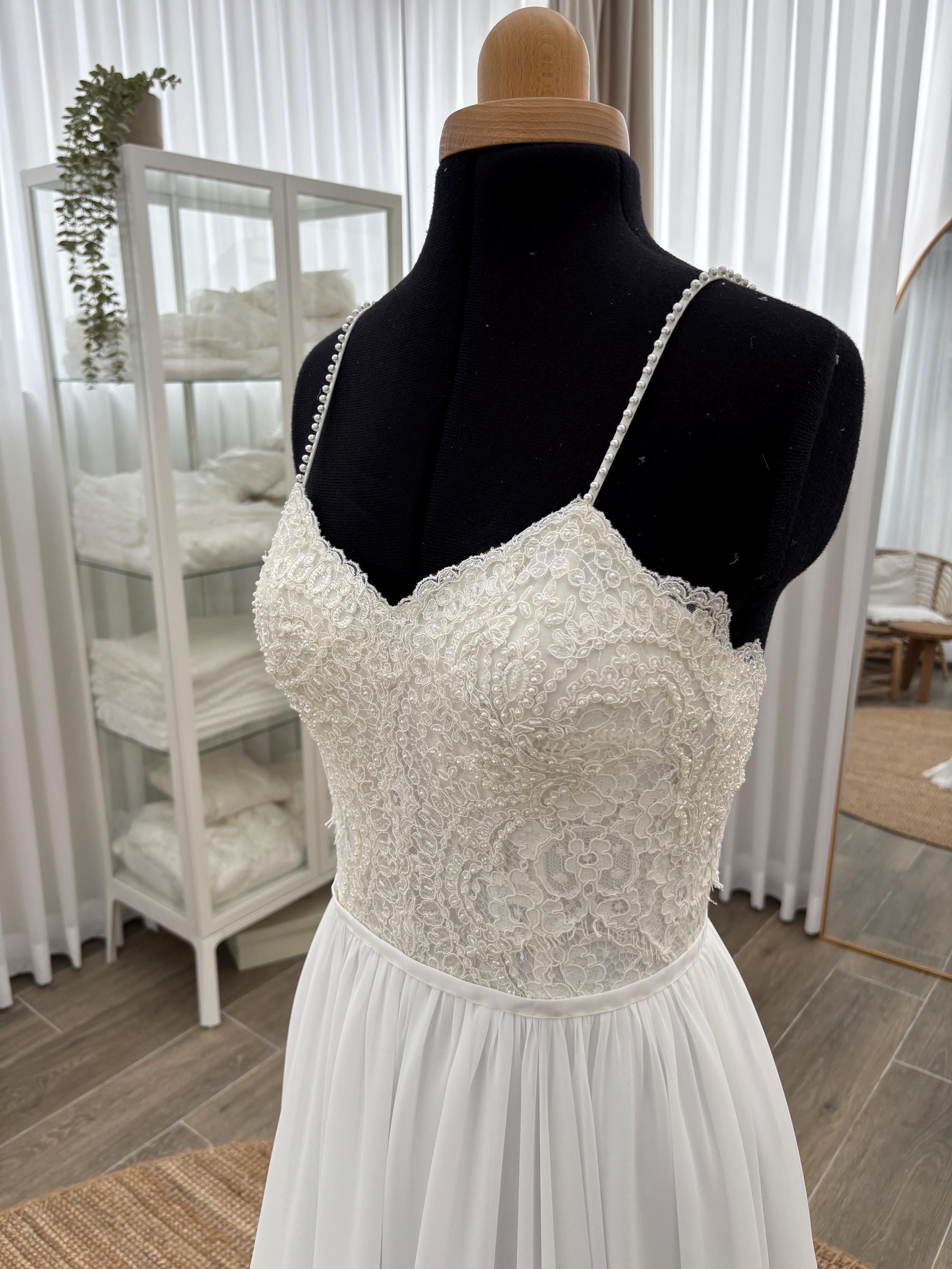 Stella Gown — lace & chiffon boho wedding dress, made to measure by Lace & Love (view 2)