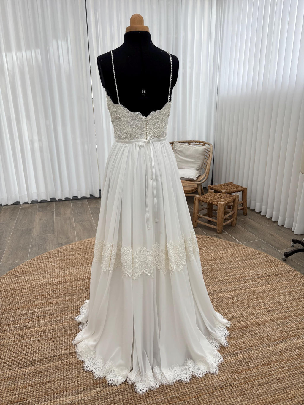 Stella Gown — lace & chiffon boho wedding dress, made to measure by Lace & Love (view 4)