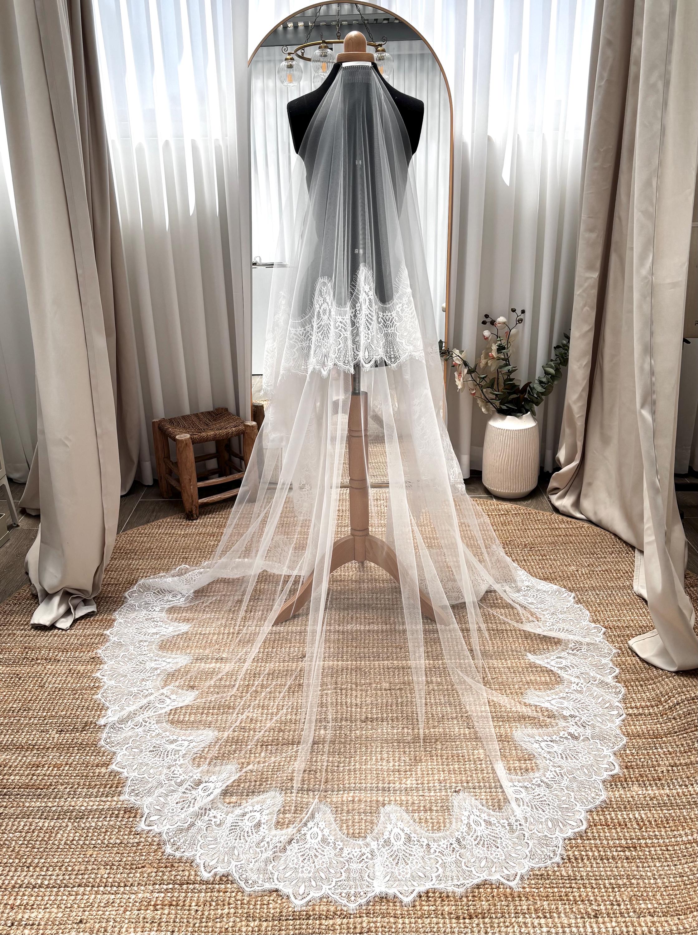Cathedral Lace Wedding Veil by Lace & Love (view 3)