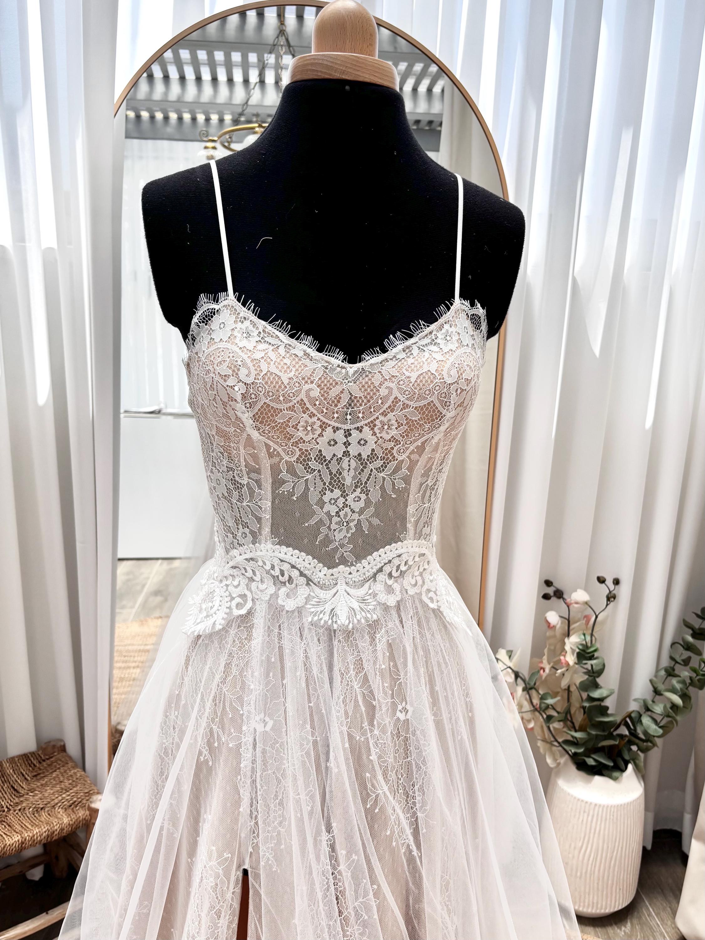 Vera Gown — sweetheart lace & tulle boho wedding dress, made to measure by Lace & Love (view 3)