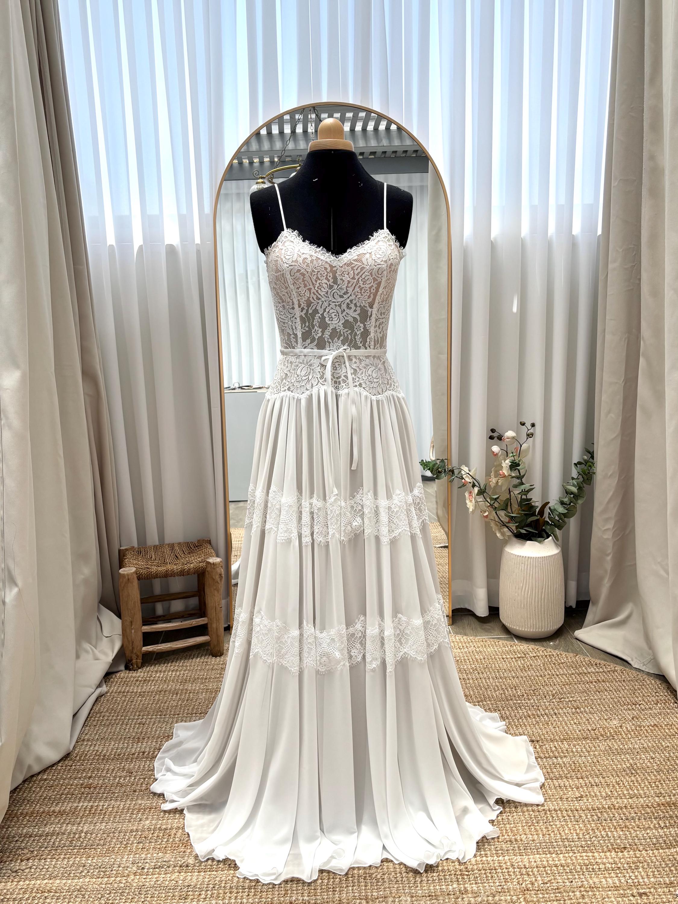 Luna Gown — sweetheart lace & tulle boho wedding dress, made to measure by Lace & Love (view 2)
