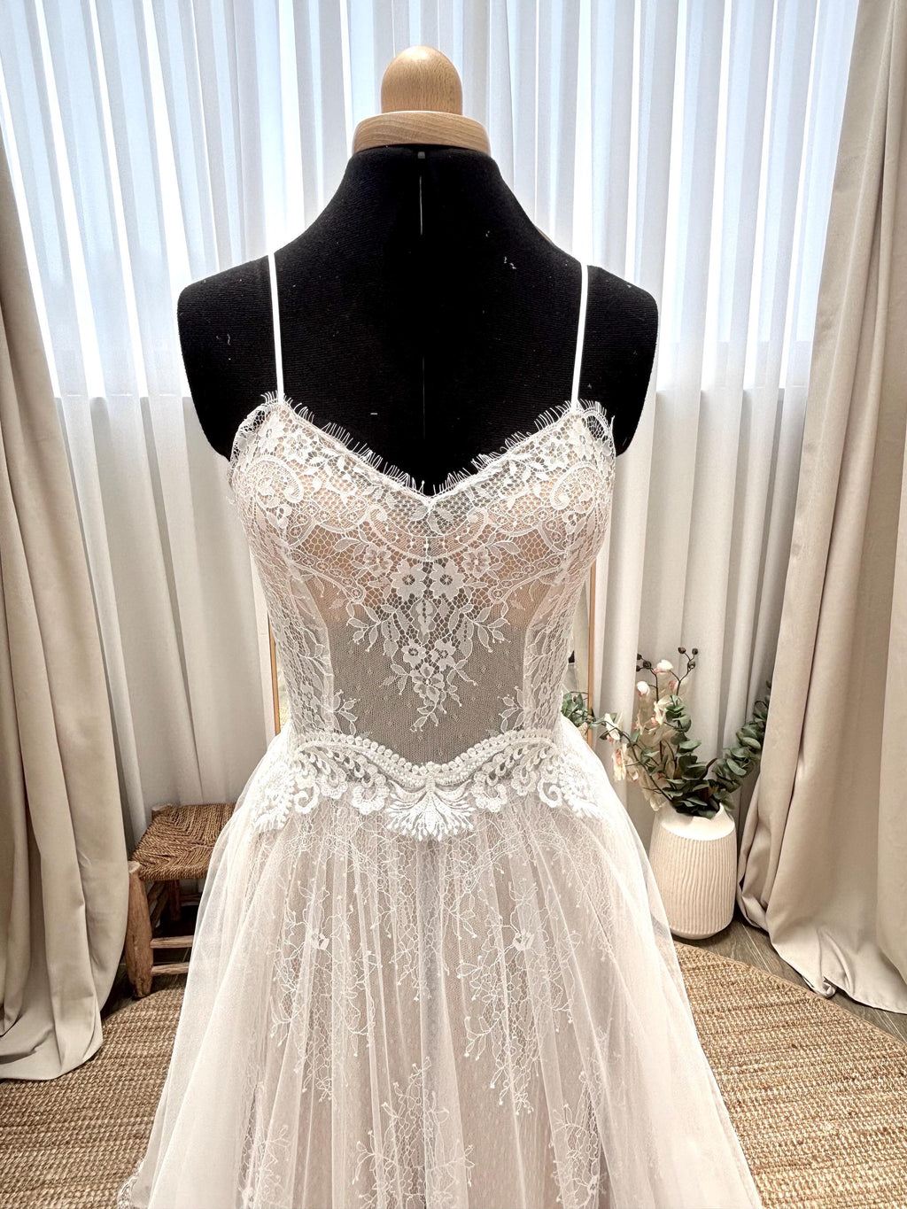 Flora Gown — sweetheart lace & tulle boho wedding dress, made to measure by Lace & Love (view 3)